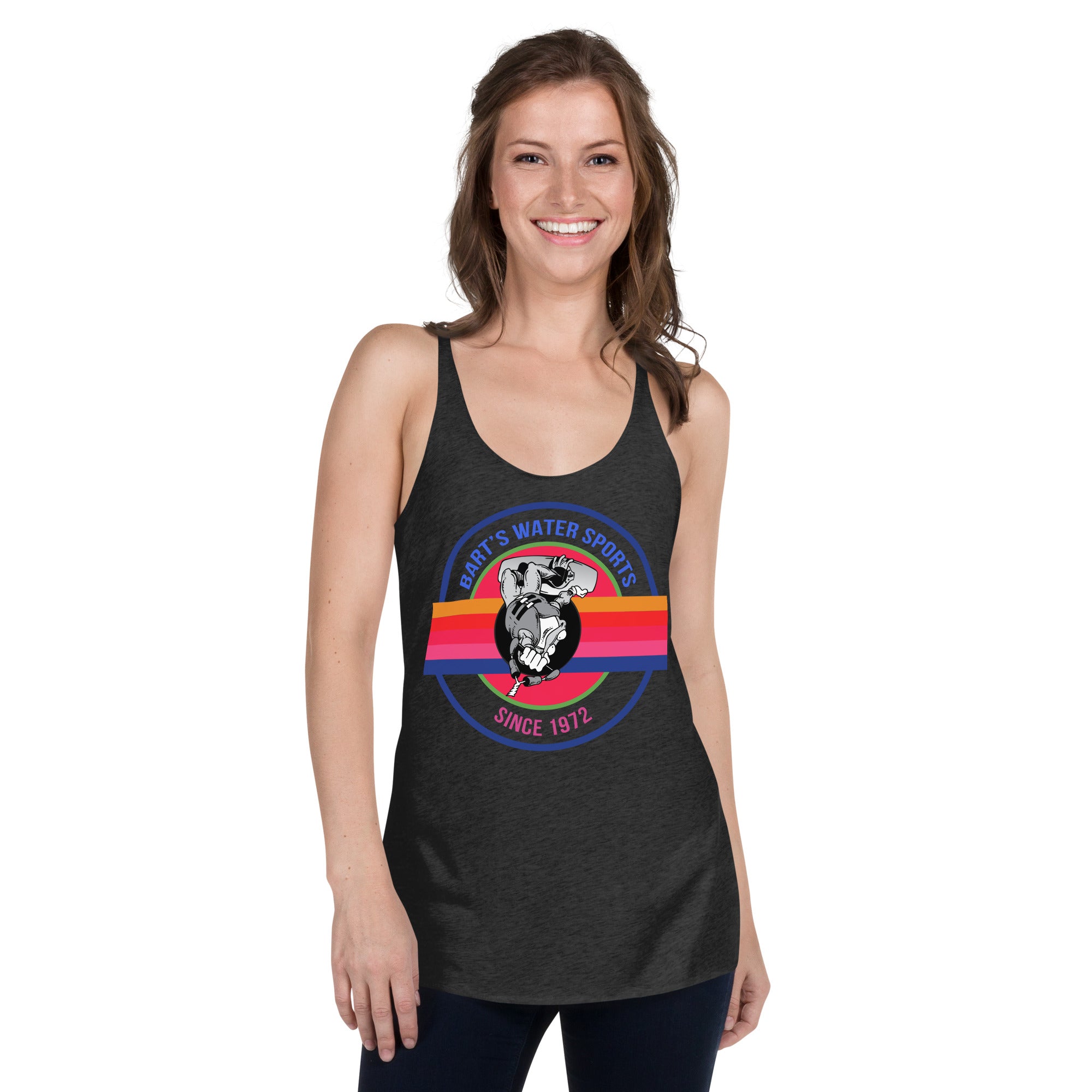 Upside Down Frog Wakeboard Women's Racerback Tank Top - Bart's Water Sports - Perfect for Wakeboarding, Beach & Summer Water Sports