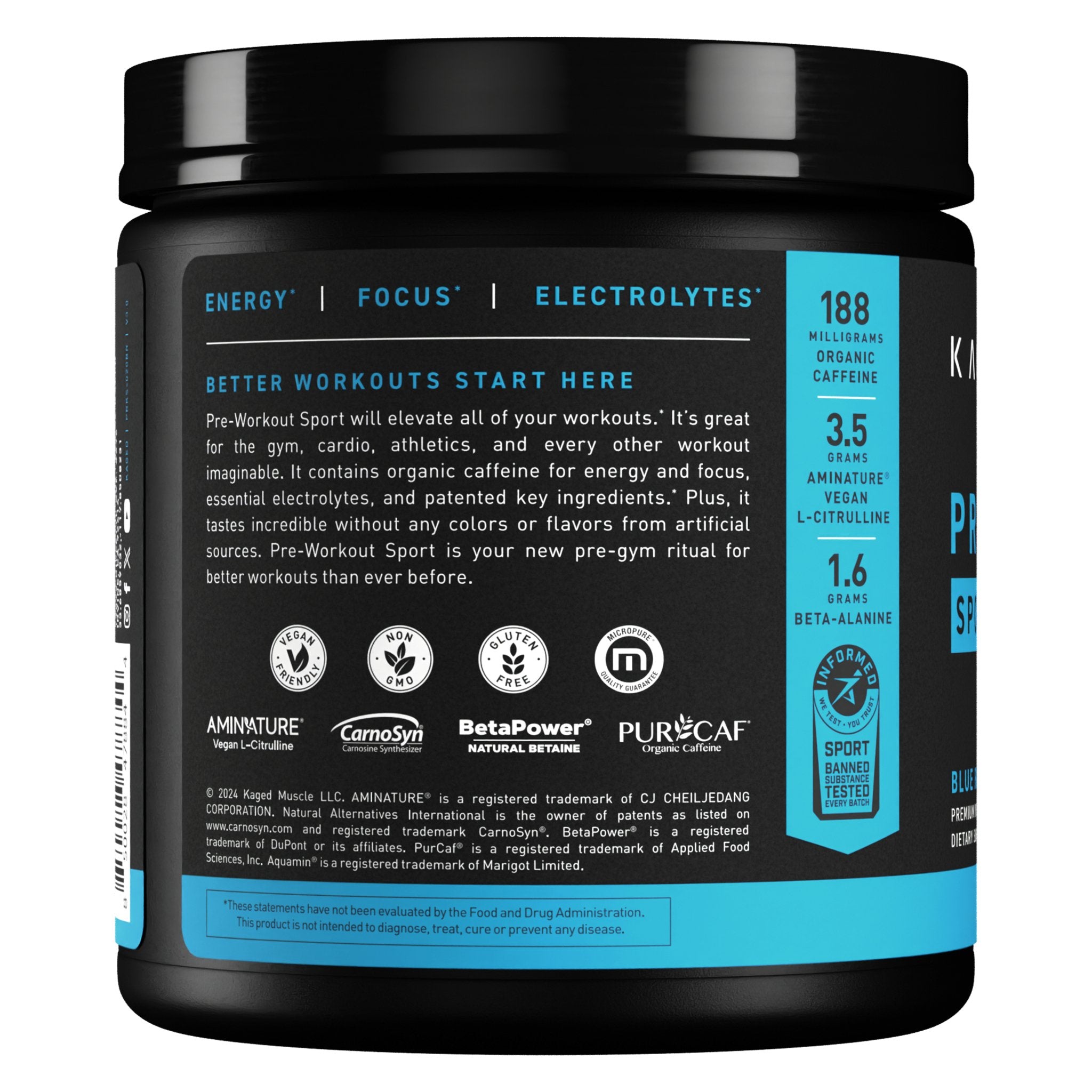 KAGED Premium Pre Workout Supplement for Athletes - Boost Energy, Focus & Endurance for Gym & Sports Performance