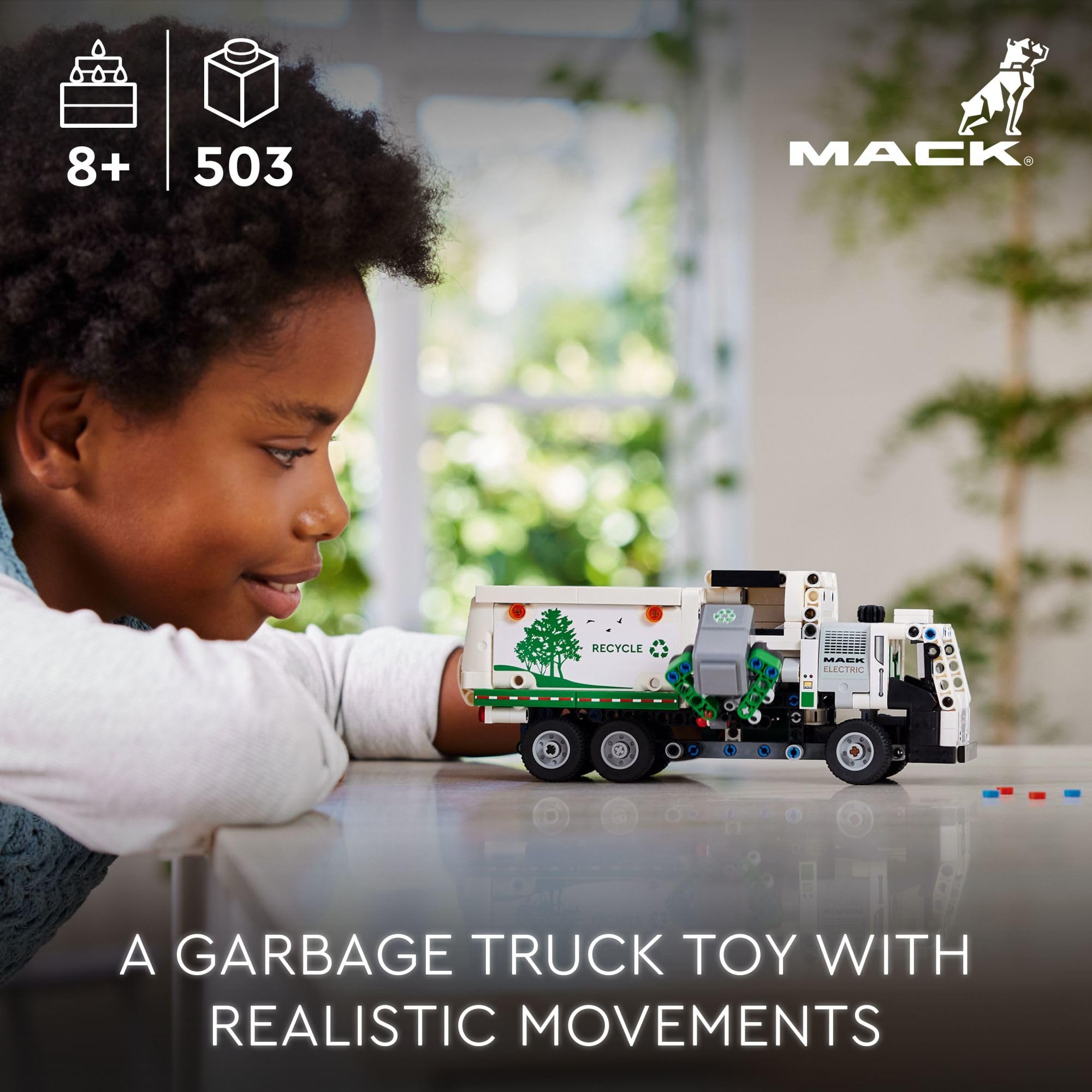 LEGO Technic Mack LR Electric Garbage Truck Toy Building Set - STEM Educational Construction Kit for Kids Ages 8+ | Realistic Recycling Truck Model with Working Features | Perfect Gift for Boys & Girls Who Love Vehicles & Pretend Play | Great for Birthday, Christmas & STEM Learning Activities