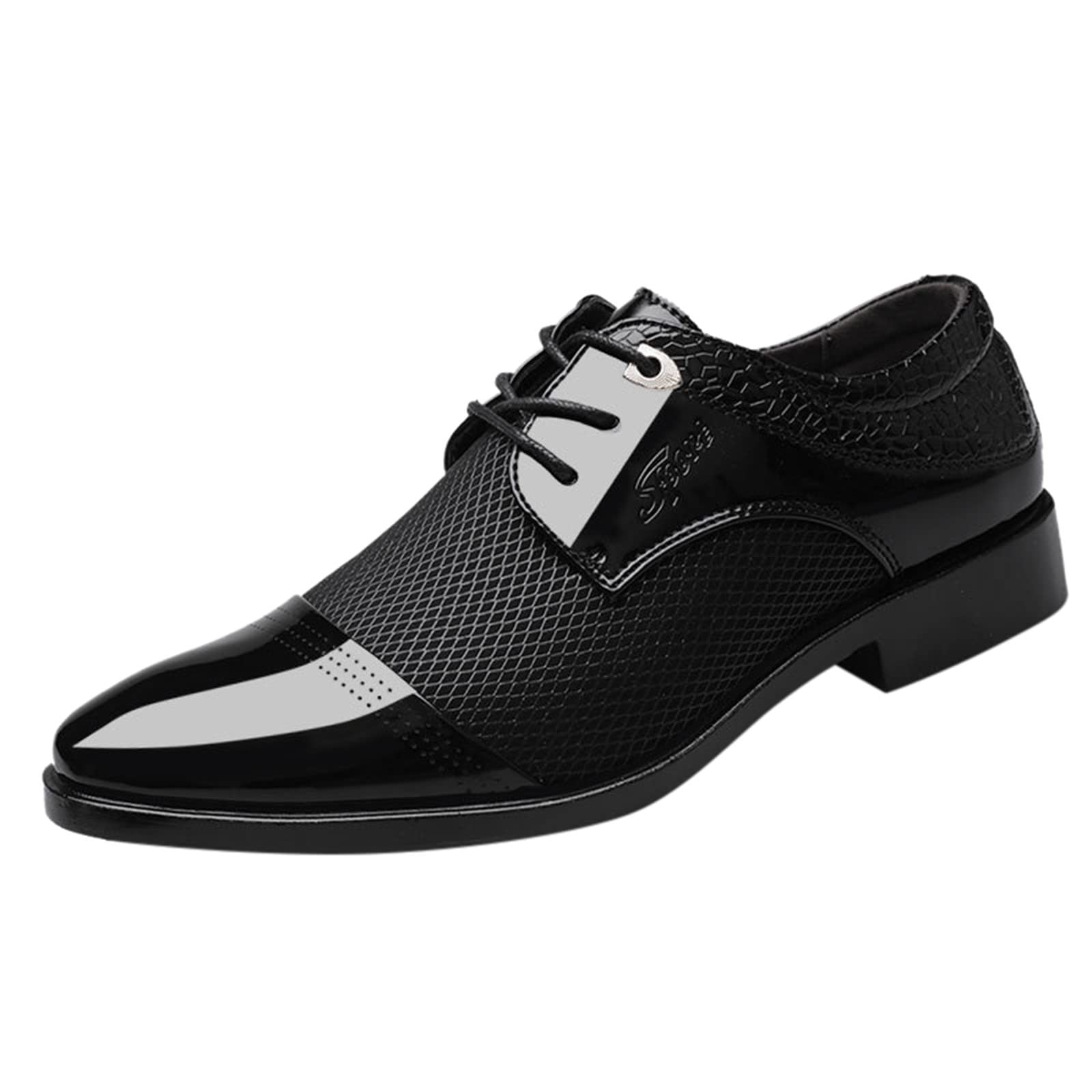 Men's Black Leather Slip-On Shoes - Classic Style PU Leather Loafers with Rubber Sole & Block Heel for Work & Business Casual Wear | Comfortable Office Shoes for Professionals & Daily Use