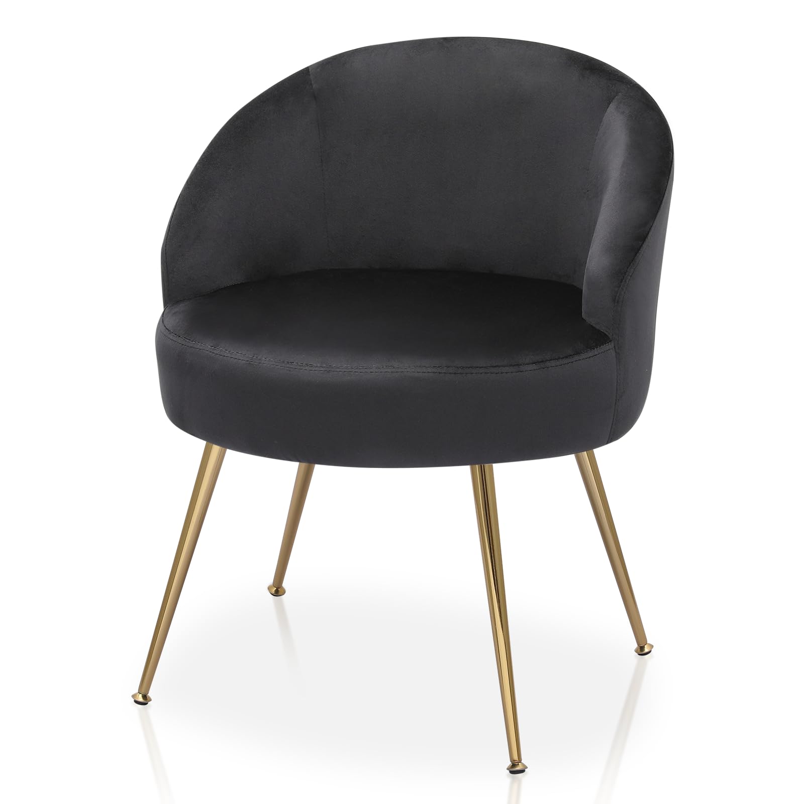Magshion Black Velvet Vanity Chair with Metal Legs - No Wheels, Back Support Accent Chair for Bedroom, Living Room & Makeup Area - Comfy Upholstered Seat for Girls & Women (Perfect for Dressing Table, Beauty Station & Home Decor)