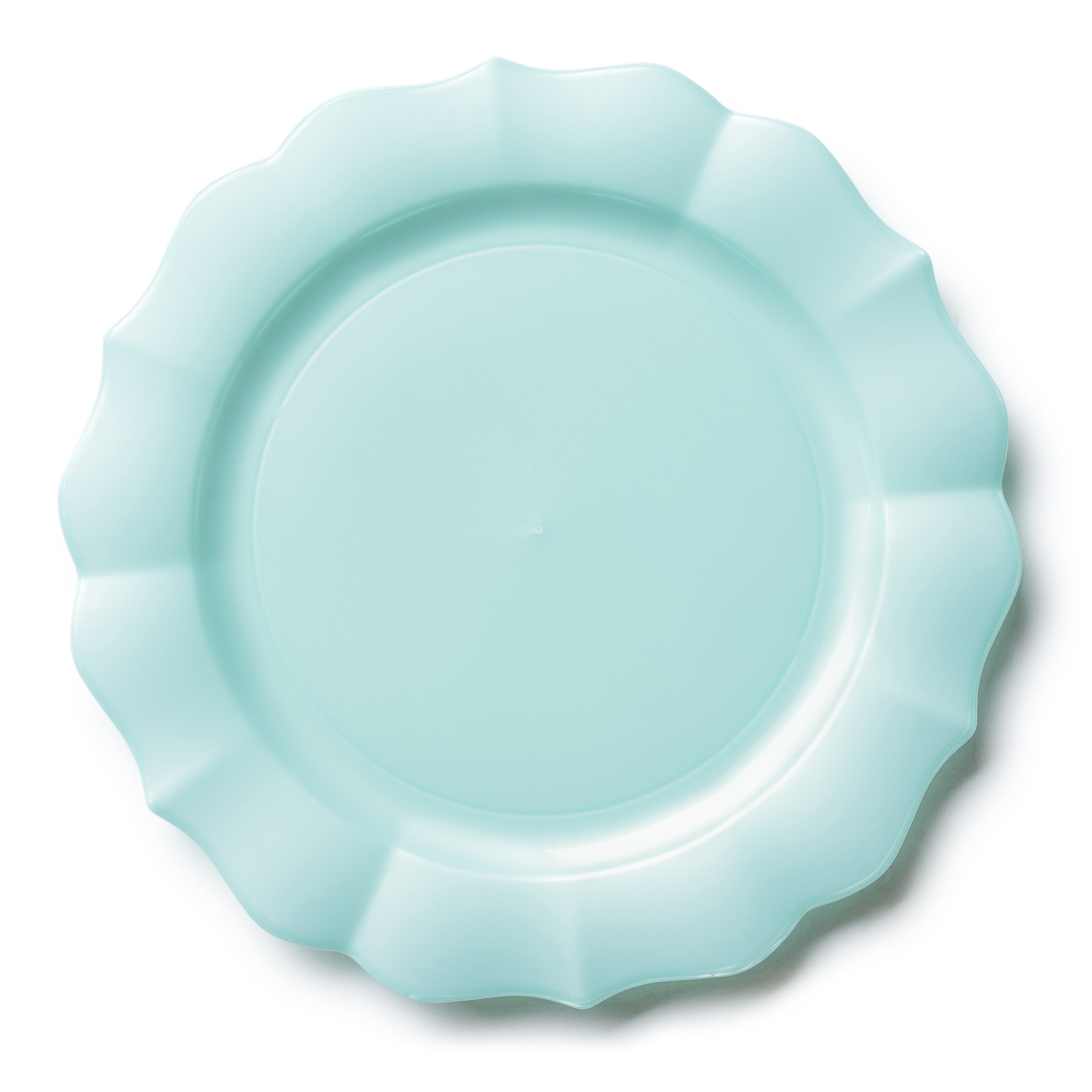 12-Pack Turquoise Round Plastic Plates with Scalloped Edges - Durable Melamine Dinner Plates for Parties, Picnics & Outdoor Dining - BPA-Free Dishware Set for Home, Restaurants & Catering Events