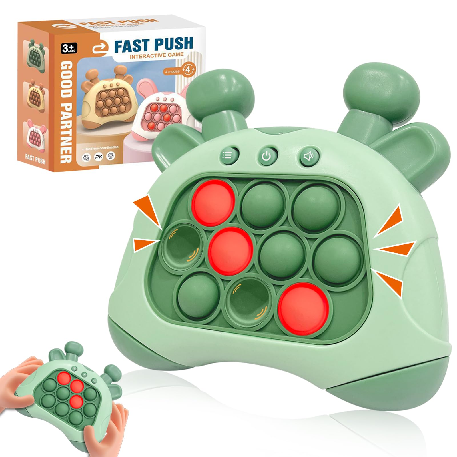 Quick Push Pop Fidget Toys - Light Up Bubble Popper Game for Stress Relief & Decompression | St. Patrick's Day Special Edition | Handheld Travel Game Console for Kids & Adults | Perfect for Anxiety Relief, Office Breaks & Road Trips