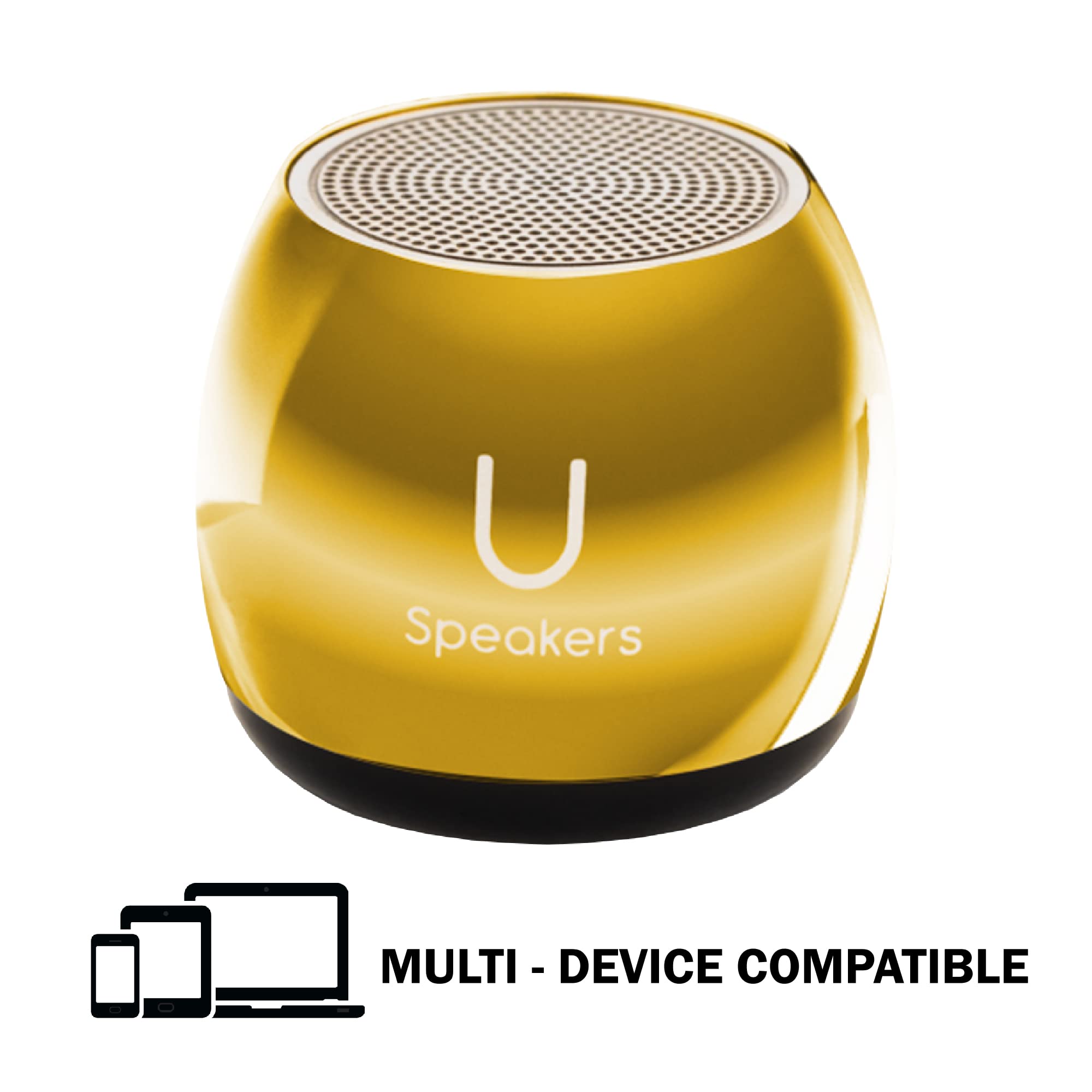 Premium 2-Pack U Speakers - Wireless Bluetooth Computer Speakers with Built-in Mic & Selfie Remote Control for Desktop, Laptop, PC, Tablet - Mirror Gold | Perfect for Home Office, Gaming & Video Conferencing