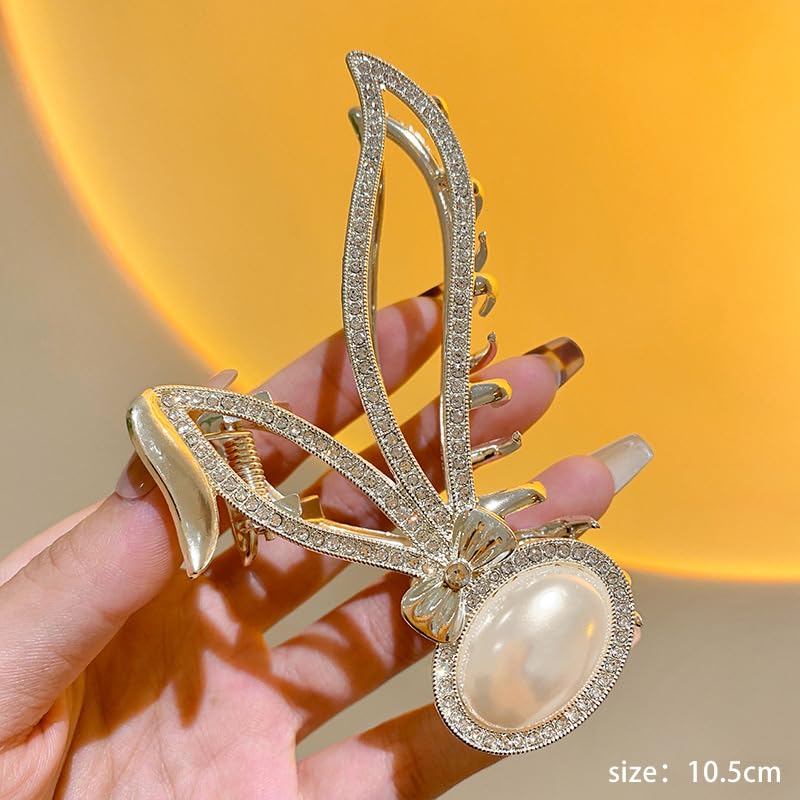 Samyak Rhinestone Hair Claw Clip - Elegant Rabbit Pearl Hair Clips for Women & Girls | Perfect for Weddings, Parties & Everyday Styling