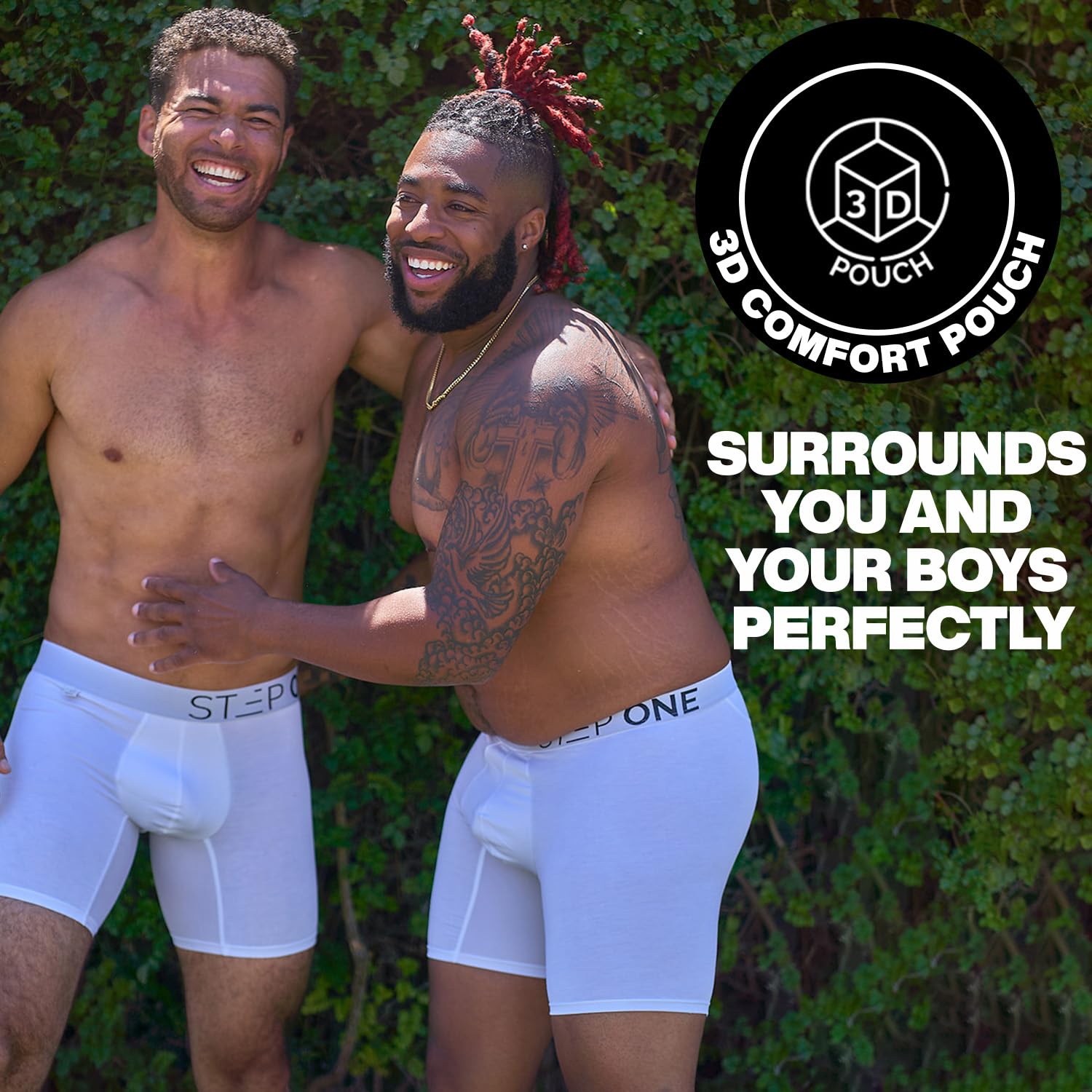 STEP ONE Men's Underwear Boxer Briefs 5-Pack - Moisture-Wicking, 3D Pouch Support, No Ride Up - Black Men's Boxer Briefs for Workout, Sports & Everyday Comfort