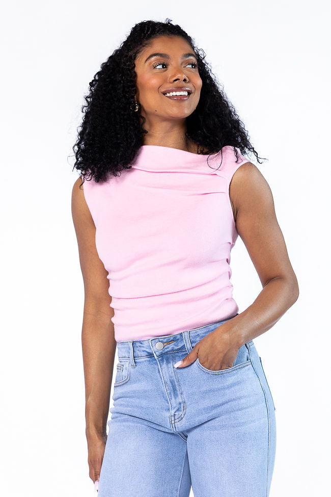 Pink Off The Shoulder Ruched Sweater Top for Women - Trendy Casual & Party Wear - Perfect for Date Nights & Girls' Outings