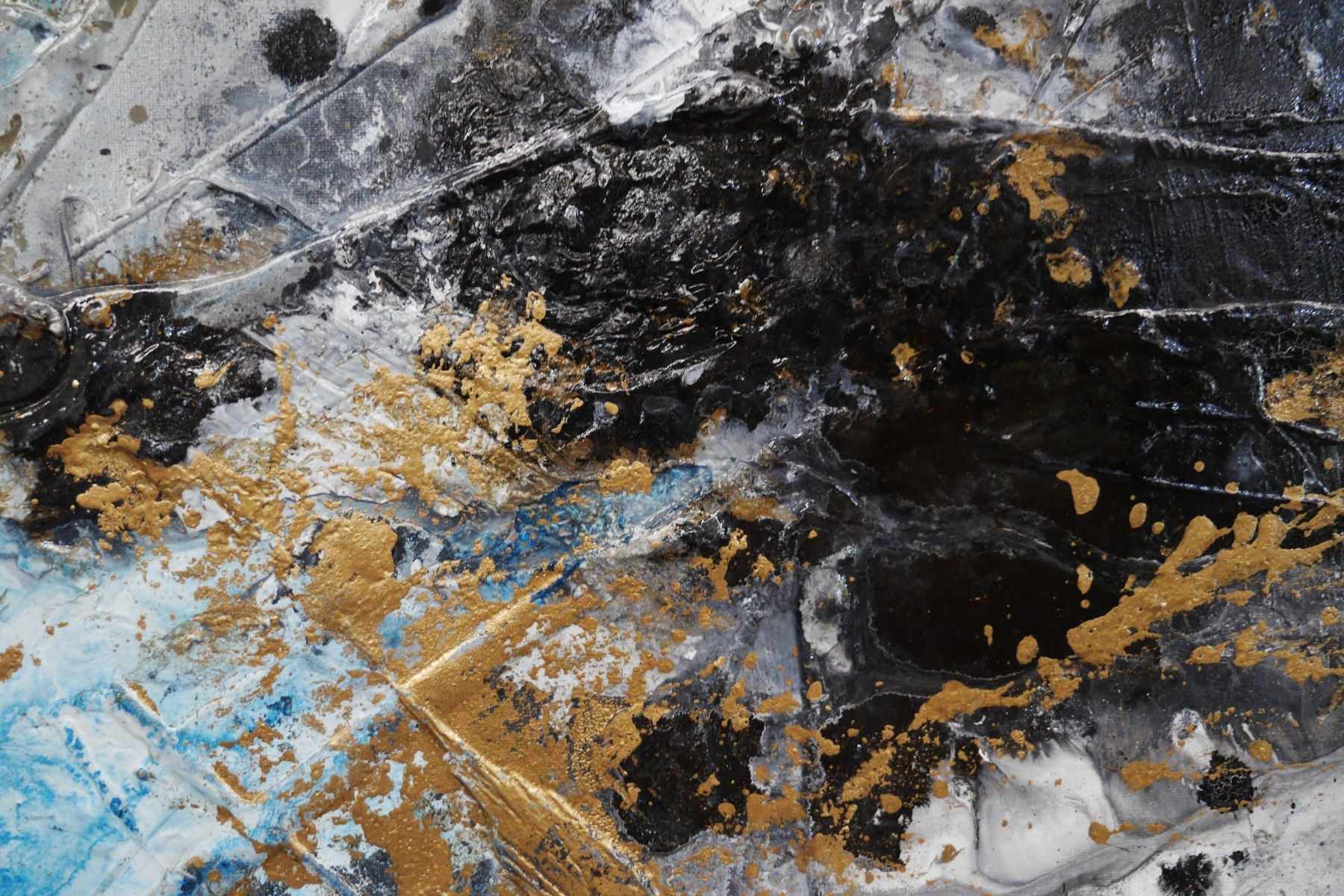 Blue Black Textured Abstract Painting - Cobalt Sunrise 250cm x 150cm Modern Wall Art for Living Room, Bedroom & Office Decor