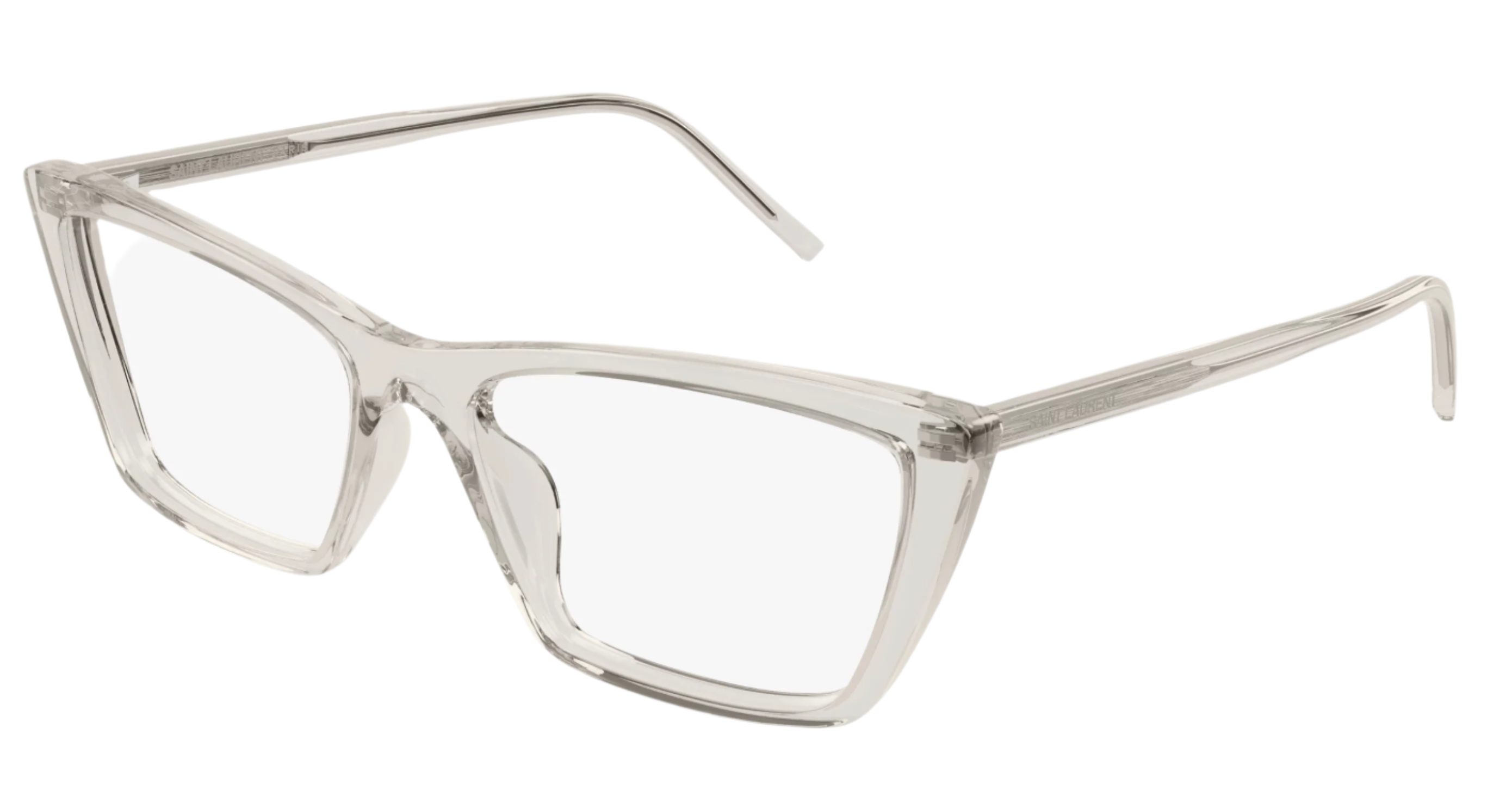 Saint Laurent SL737 Thin Mica Opt Cat Eye Sunglasses - Transparent Beige Frame for Women | Fashionable UV Protection Eyewear for Beach, Driving & Outdoor Activities