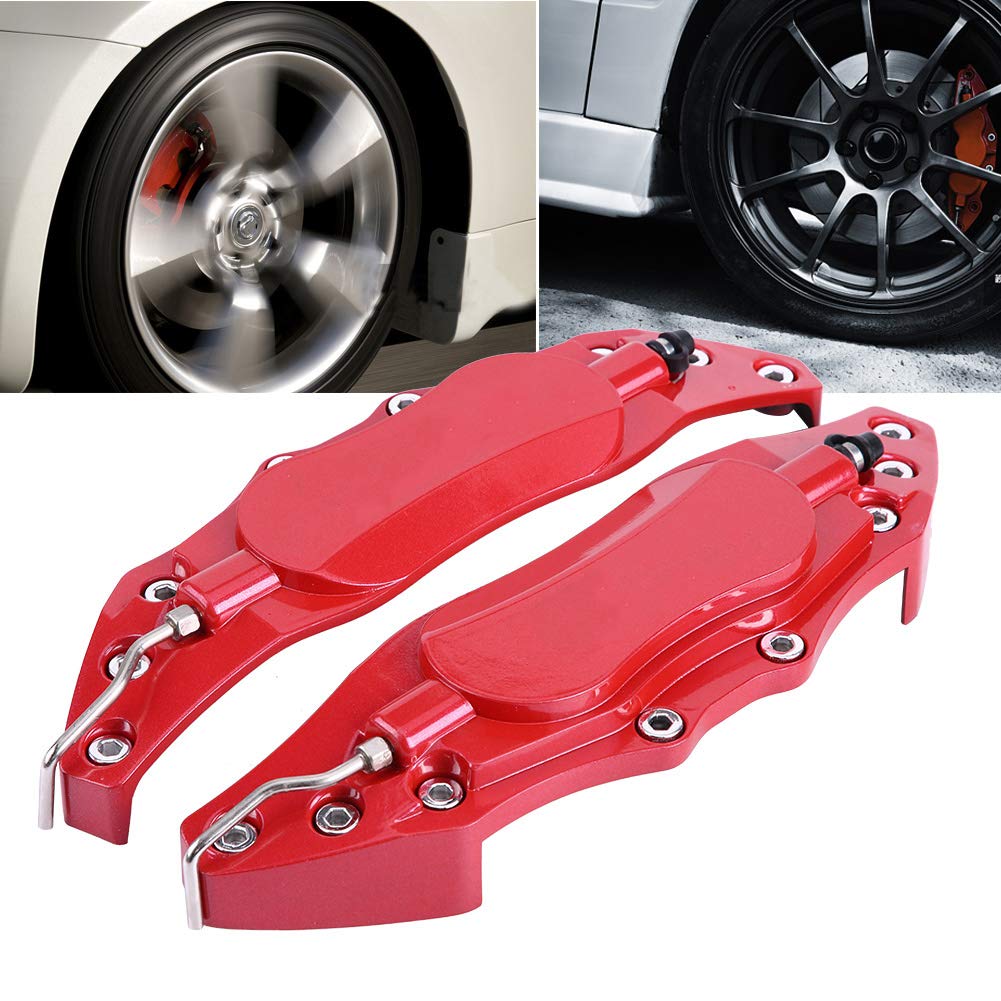 High-Quality Aluminum Brake Caliper Cover for Cars - Universal Fit 16-17 Inch Wheels - Red Anodized Protection (2-Piece Set) - Enhance Performance & Style for Street Racing & Car Shows