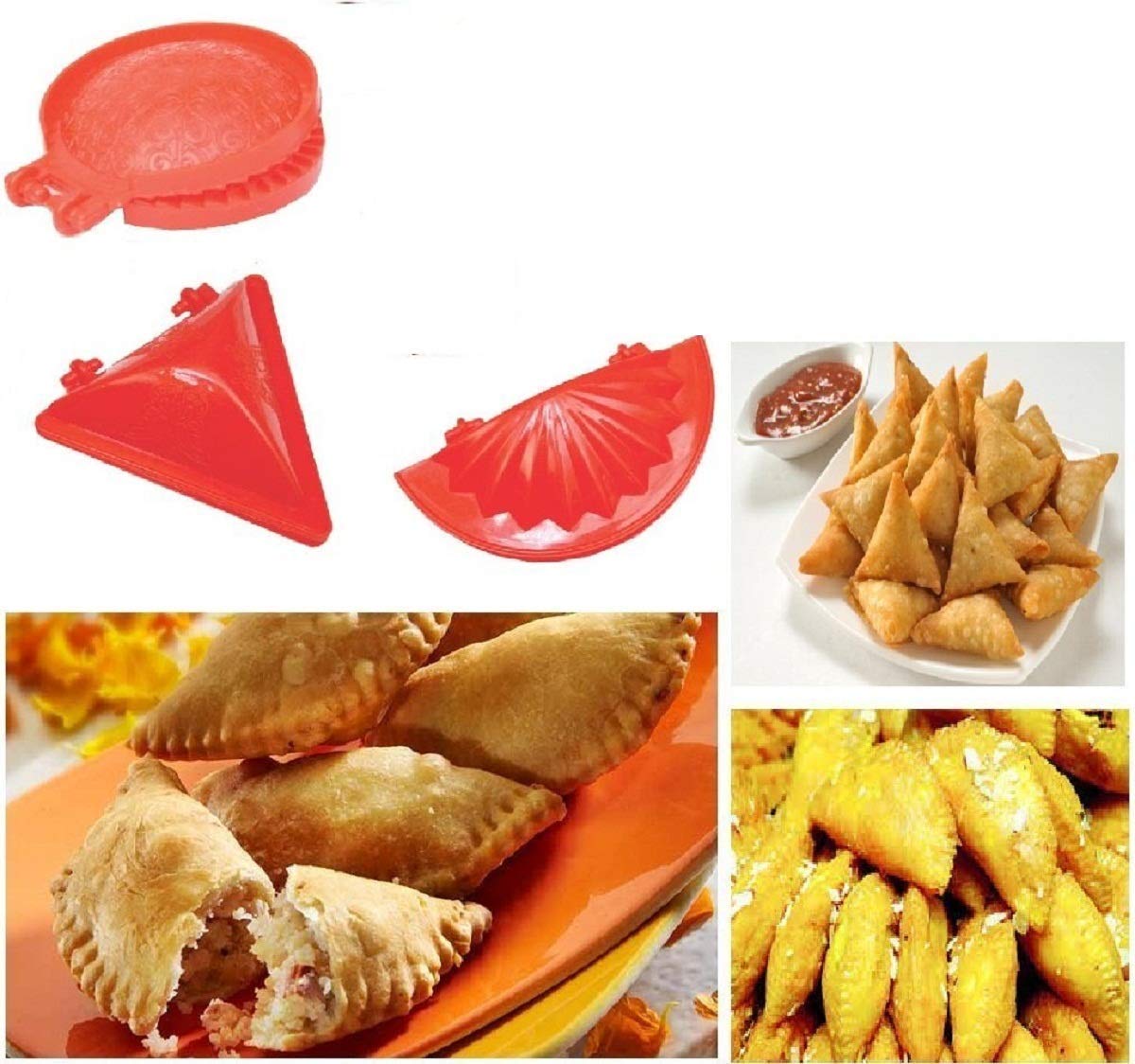 Dough Press Dumpling Samosa Modak Gujiya Pie Mould Maker Set of 3 - Perfect for Homemade Pastries, Asian Snacks & Festive Cooking