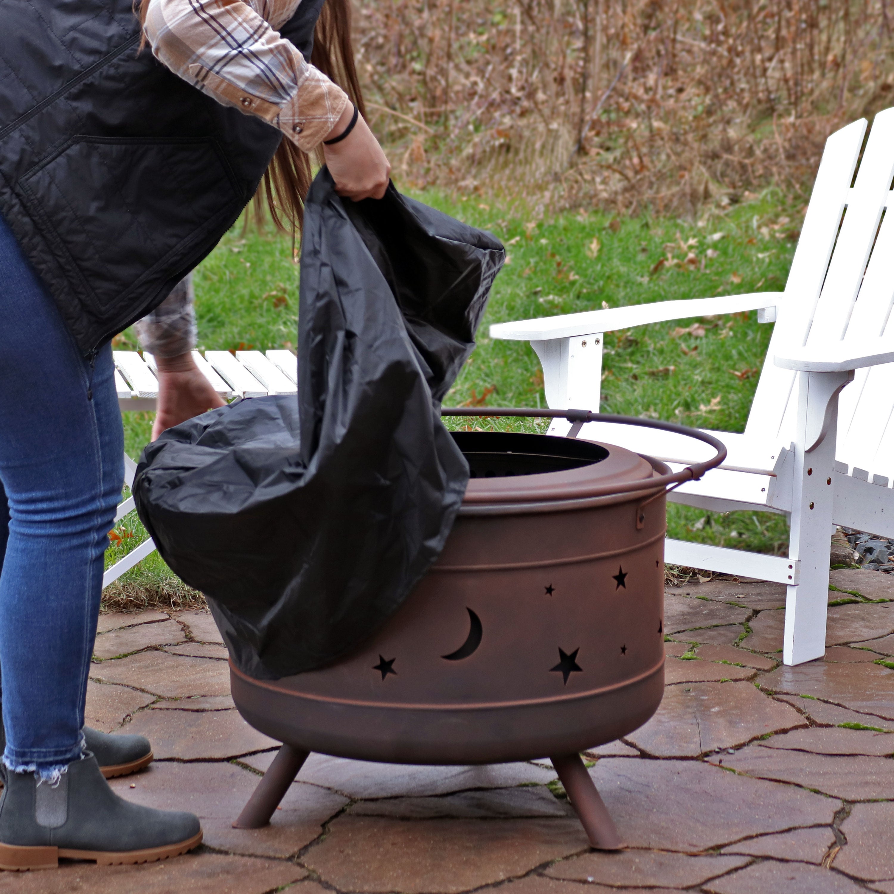 Sunnydaze Cosmic 30-Inch Outdoor Smokeless Fire Pit - Stainless Steel Backyard Fire Bowl for Patio, Garden, Camping & Beach Gatherings