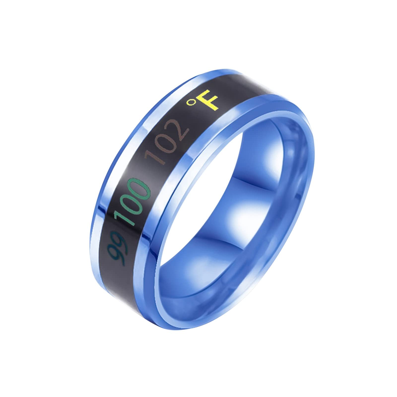 Temperature Changing Titanium Steel Smart Ring for Men & Women - Blue Color Display, Anime Inspired Body Jewelry (Size 9) | Perfect for Cosplay, Gift Giving & Everyday Wear