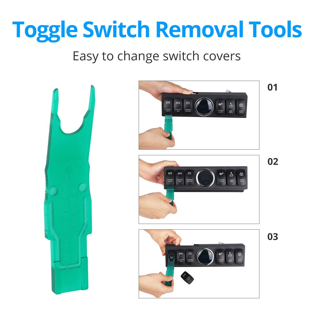 **WATERWICH 6-Switch Pod Toggle Switch Panel with Wiring Harness Kit – Overhead & Source Control System for Jeep Wrangler – Includes 12 Switch Covers & Clip Remover (Red) – Perfect for Off-Road, Overlanding & Custom Jeep Mods**