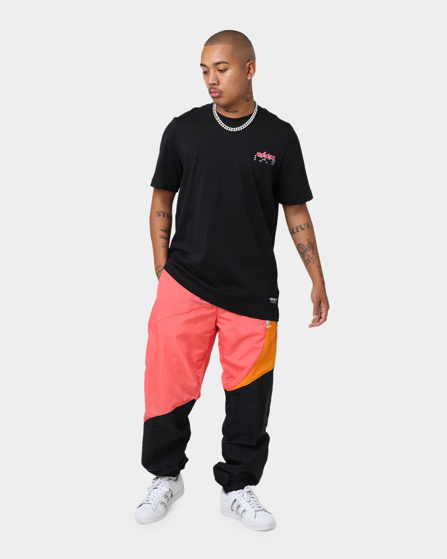 Adidas Behind T-Shirt for Men - Black/Turbo Color - Comfortable Cotton Crewneck Tee for Casual Wear, Gym & Street Style