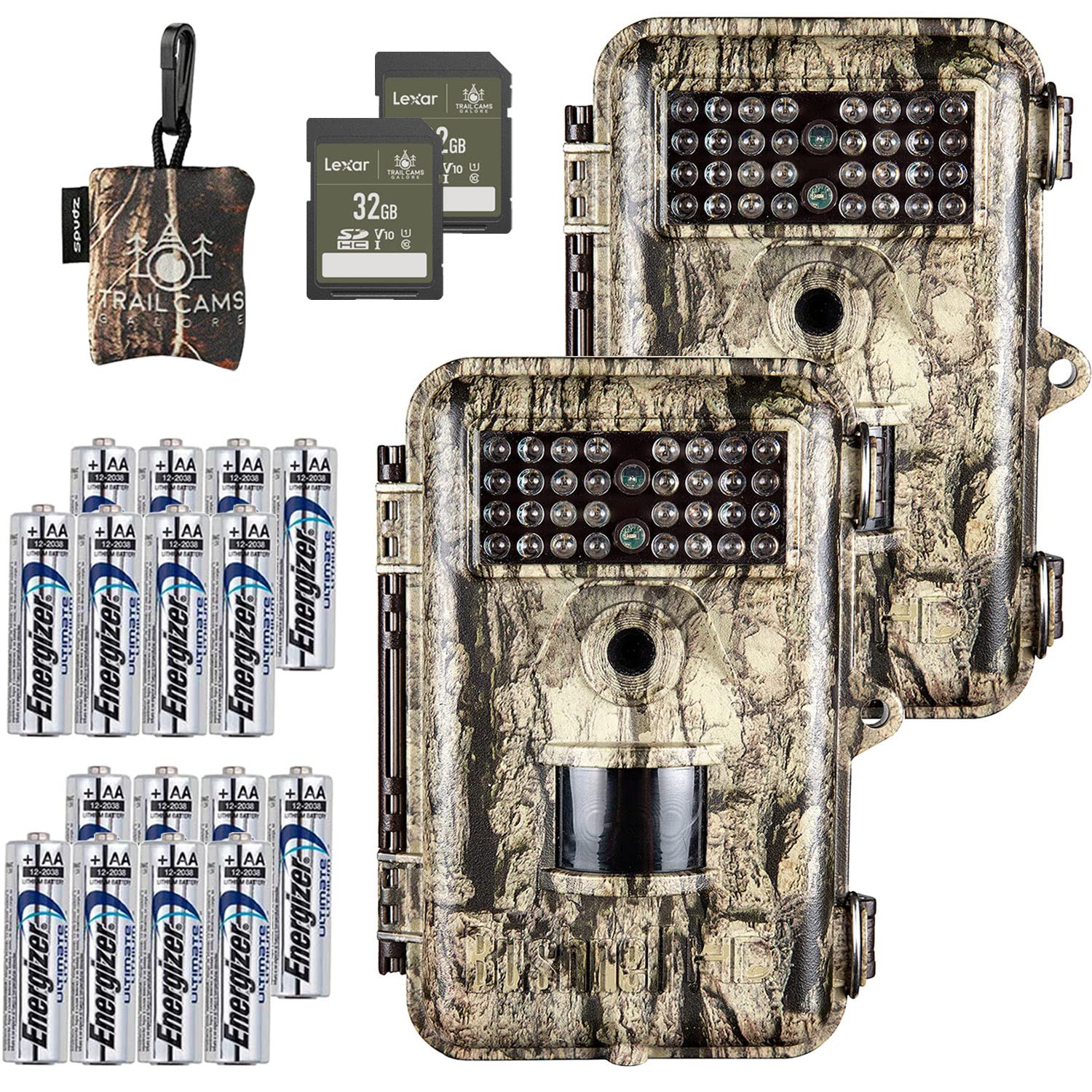 Bushnell Trophy Trail Camera 20MP Low Glow - Hunting Game Camera & Wildlife Trail Monitor with Night Vision (2 Pack Bundle) - Ideal for Deer Hunting, Wildlife Observation, and Outdoor Security Monitoring