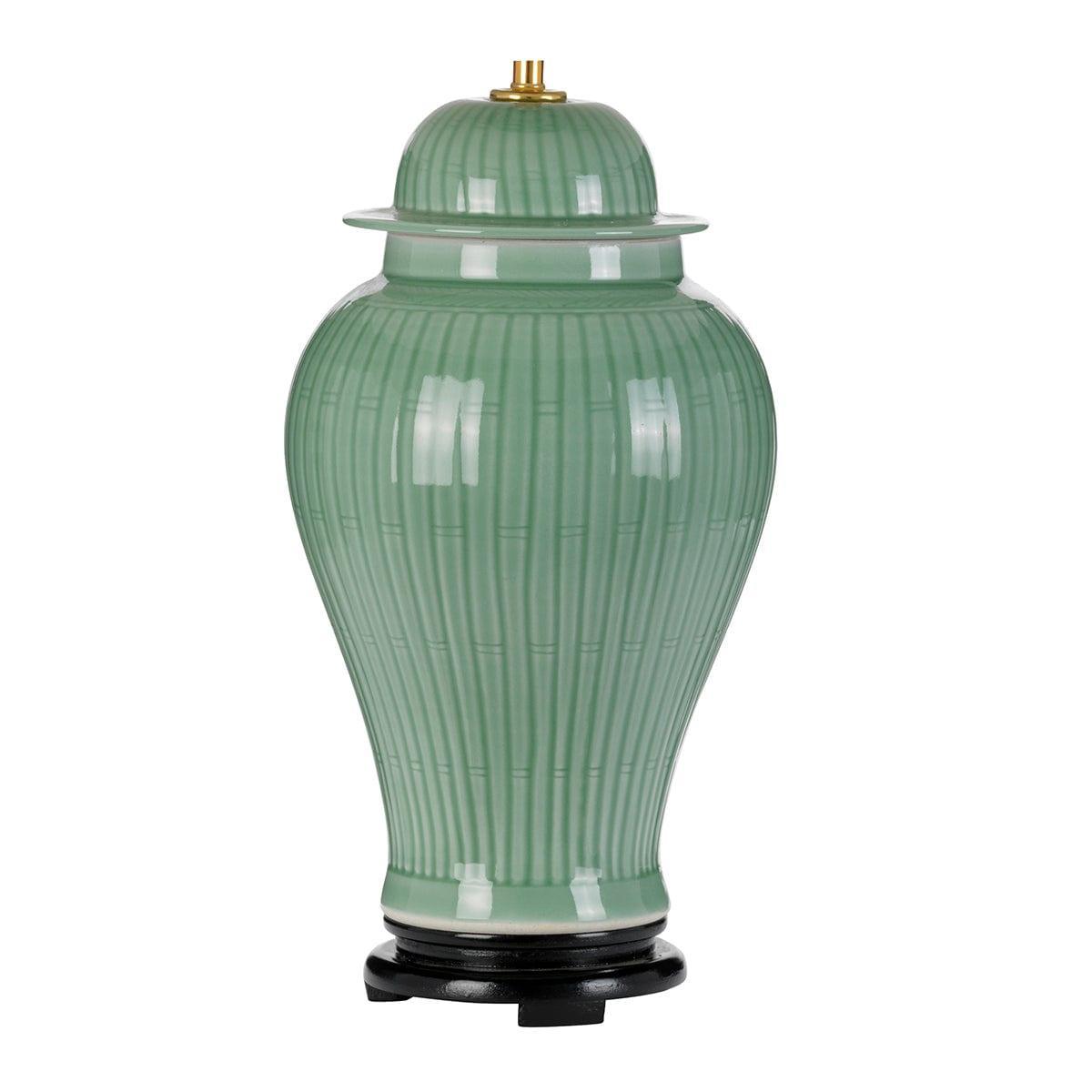 Yantai Celadon 1-Light Ceramic Table Lamp Base - Handcrafted Green Glaze Nightstand Lamp for Bedroom, Living Room & Office Decor