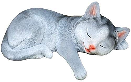 HZTEC Resin Cat Garden Statue - Lying Outdoor Cat Sculpture for Garden Decor, Cute Animal Statue for Landscaping & Yard Art | Perfect for Patio, Lawn, Flower Bed Decoration