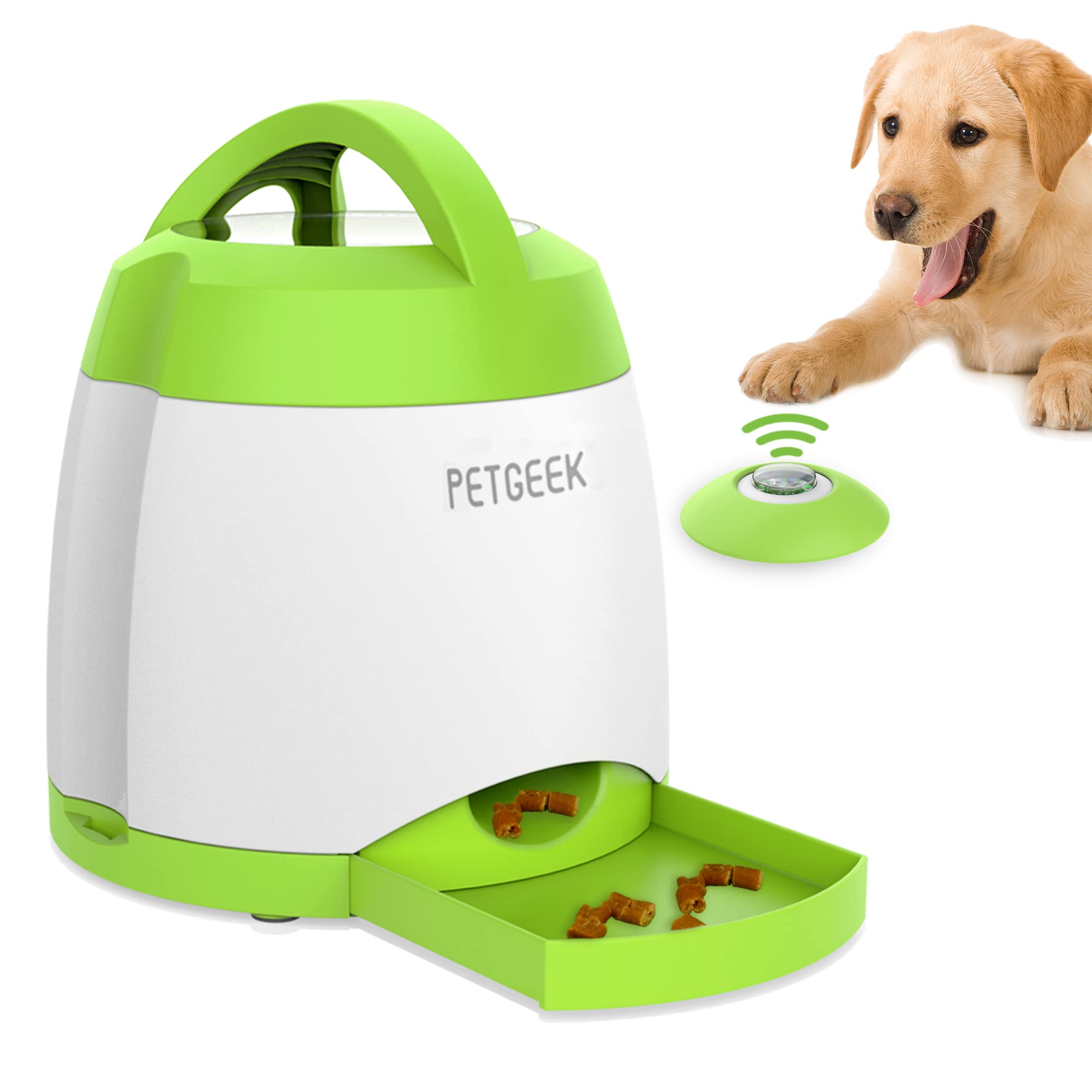 PETGEEK Interactive Dog Treat Dispenser & Cat Feather Toy - Training Reward System for Dogs & Playful Exercise Toy for Cats - Perfect for Obedience Training & Indoor Cat Entertainment