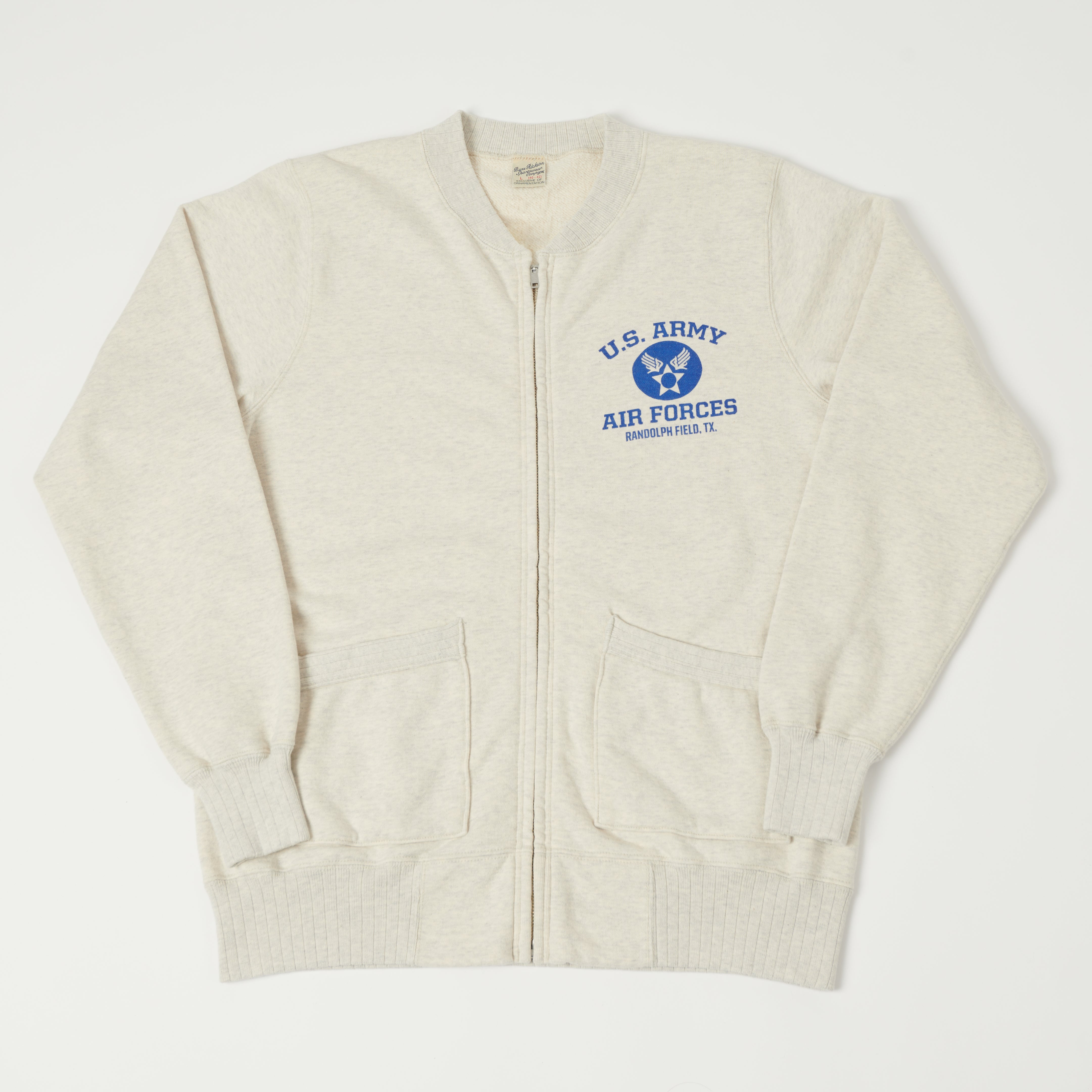 Buzz Rickson's U.S. Army Air Forces Zip-Up Sweatshirt - Vintage Military Style Pullover in Oatmeal Color | Perfect for Casual Wear, Outdoor Activities & Military Enthusiasts
