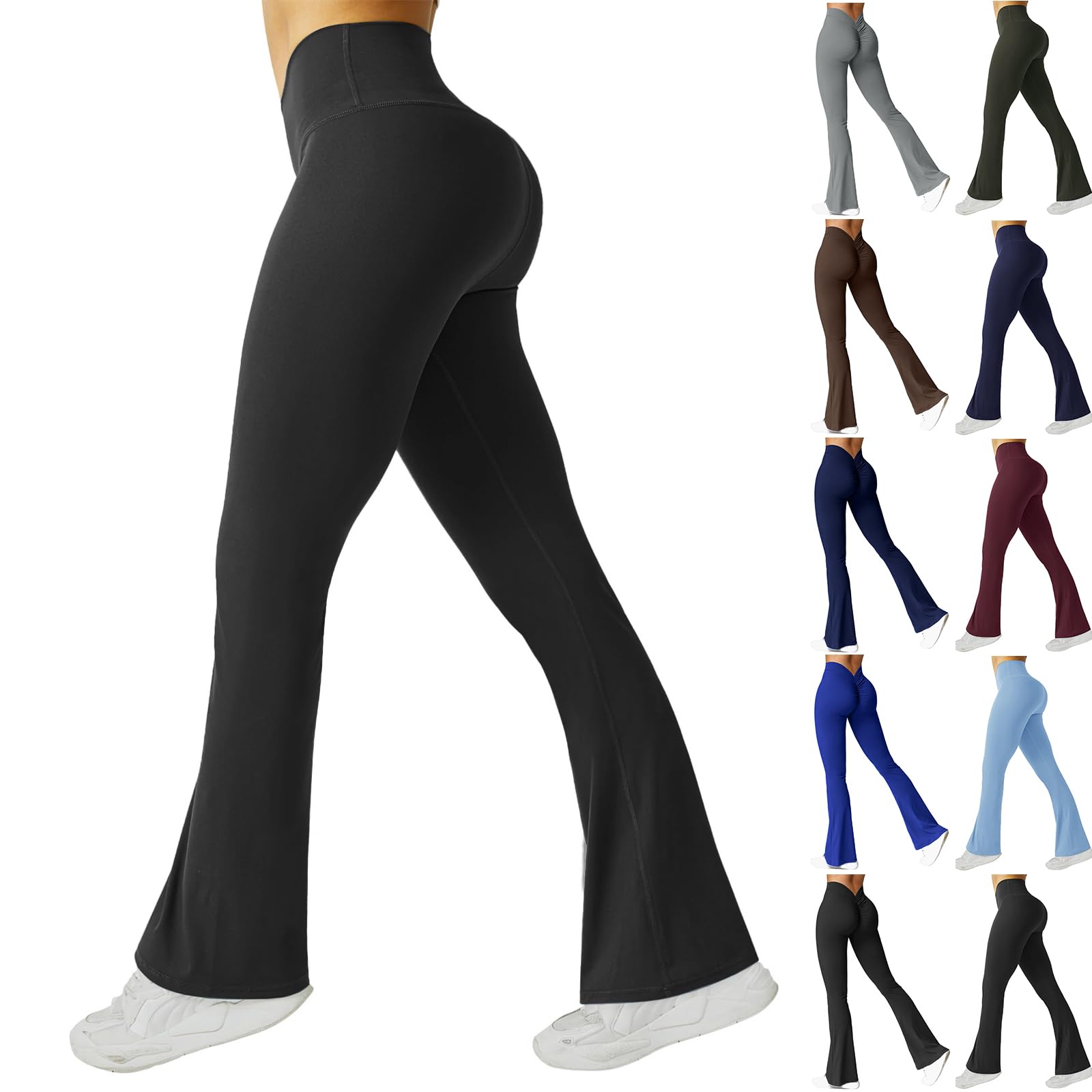Women's High Waisted Bootcut Leggings - Butt Lifting Flare Yoga Pants for Workout & Casual Wear | Tummy Control Bell Bottoms for Gym, Running & Everyday Fashion