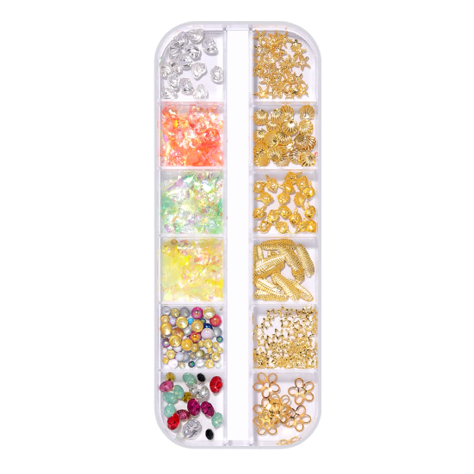 Holographic Snowflake Nail Sequins Glitter Decals - Christmas Nail Art Accessories with Curved Tweezers for Dip Powder, Acrylic & Gel Nails - Perfect for Holiday Parties, DIY Manicures & Gift Giving (Size J, One Size)