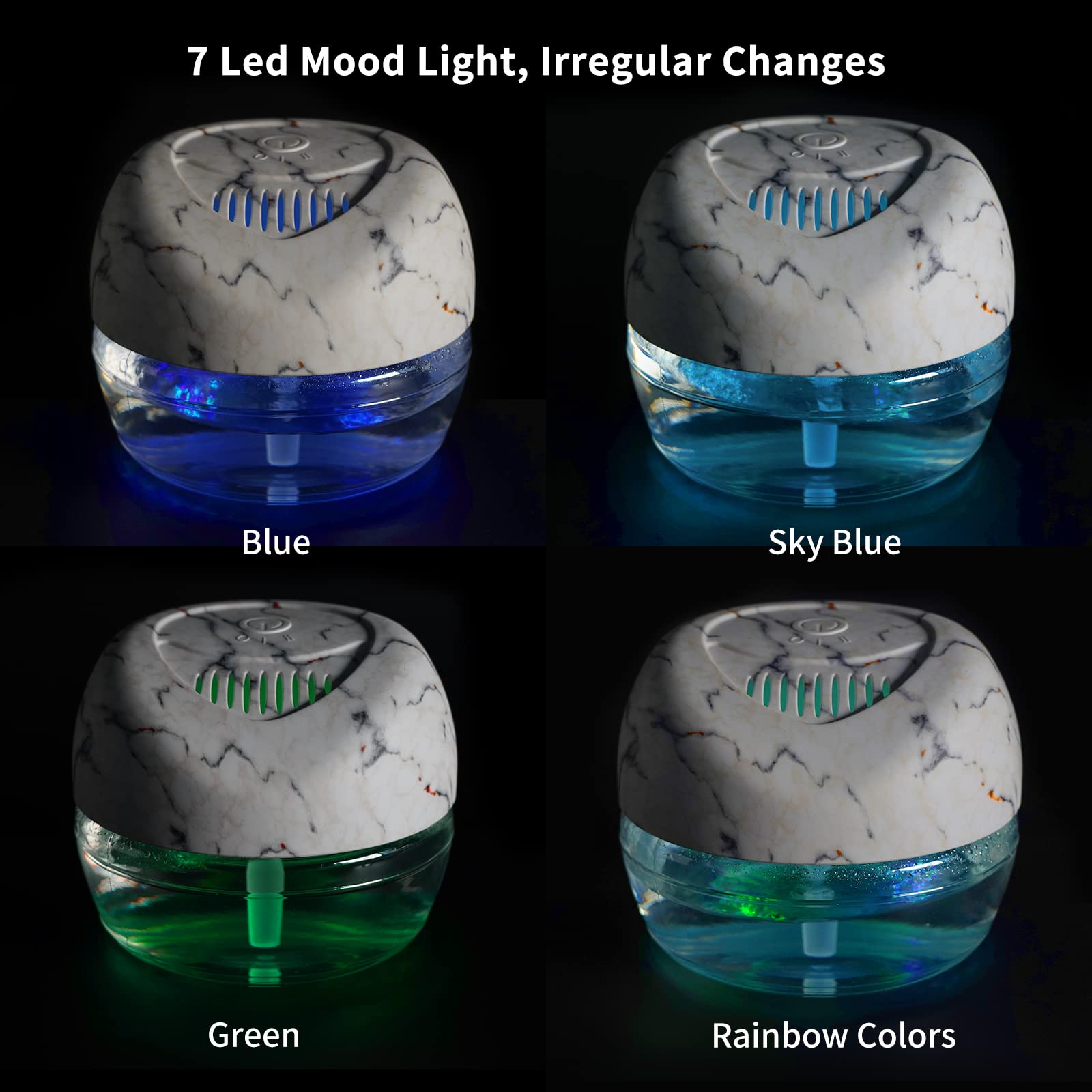 2-Pack Water-Based Air Purifier & Humidifier with 7-Color LED Mood Light - Air Freshener, Revitalizer for Home, Office, Bedroom (Improves Air Quality & Creates Relaxing Atmosphere)