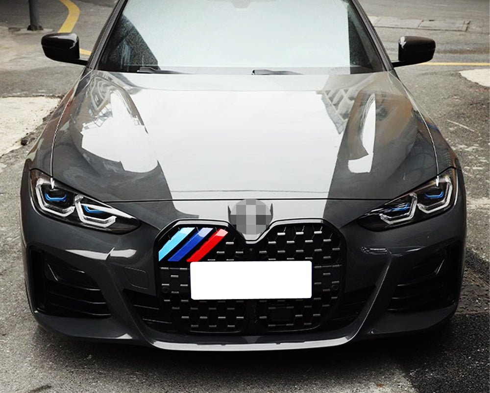 BMW G22 G23 4 Series M Color Stripe Diamond Grille Insert Trims (2021+ Models) - Sporty Front Grille Upgrade for Enhanced Style & Performance