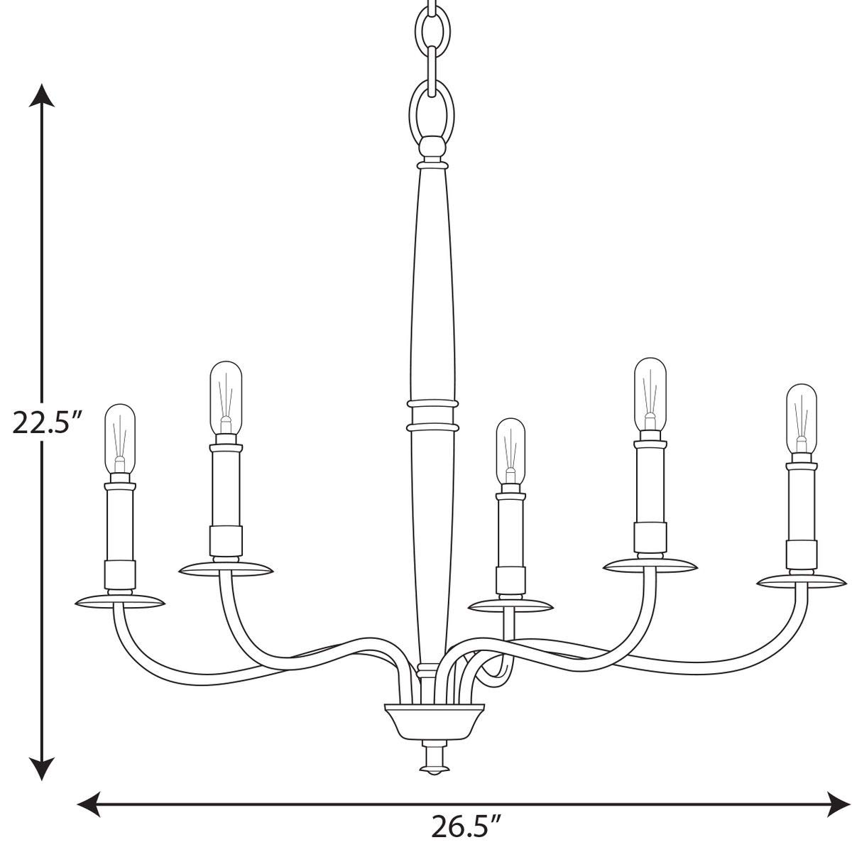 Progress Lighting Durrell Collection 5-Light Coastal Chandelier - Matte Black Finish for Beach House, Porch, or Dining Room Lighting