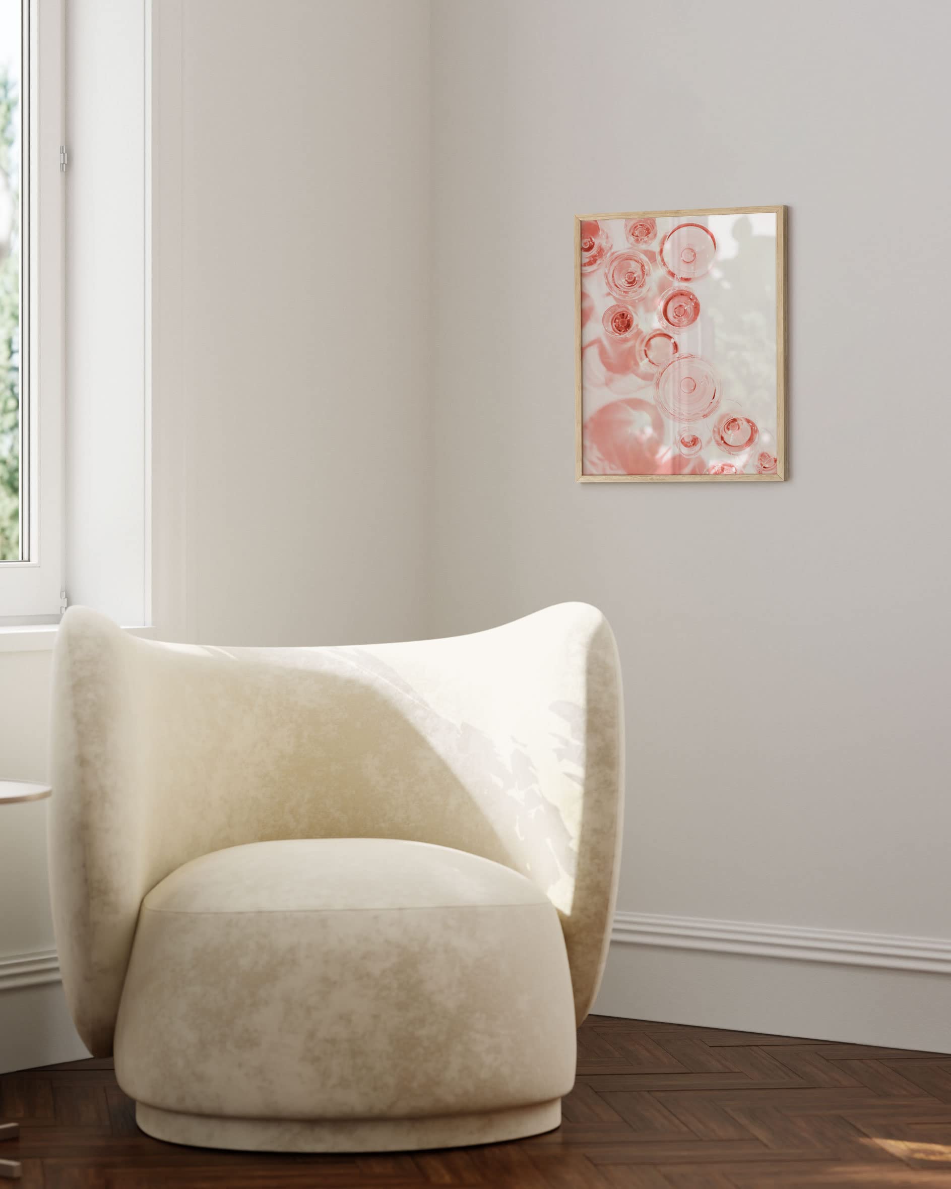 HAUS AND HUES Blush Pink Champagne Flute Wall Art Print - 16” x 20” Unframed Decor for Bedroom, Living Room & Dining Room | Elegant Pink Floral Painting for Women's Home Decor | Perfect for Housewarming, Wedding & Birthday Gifts