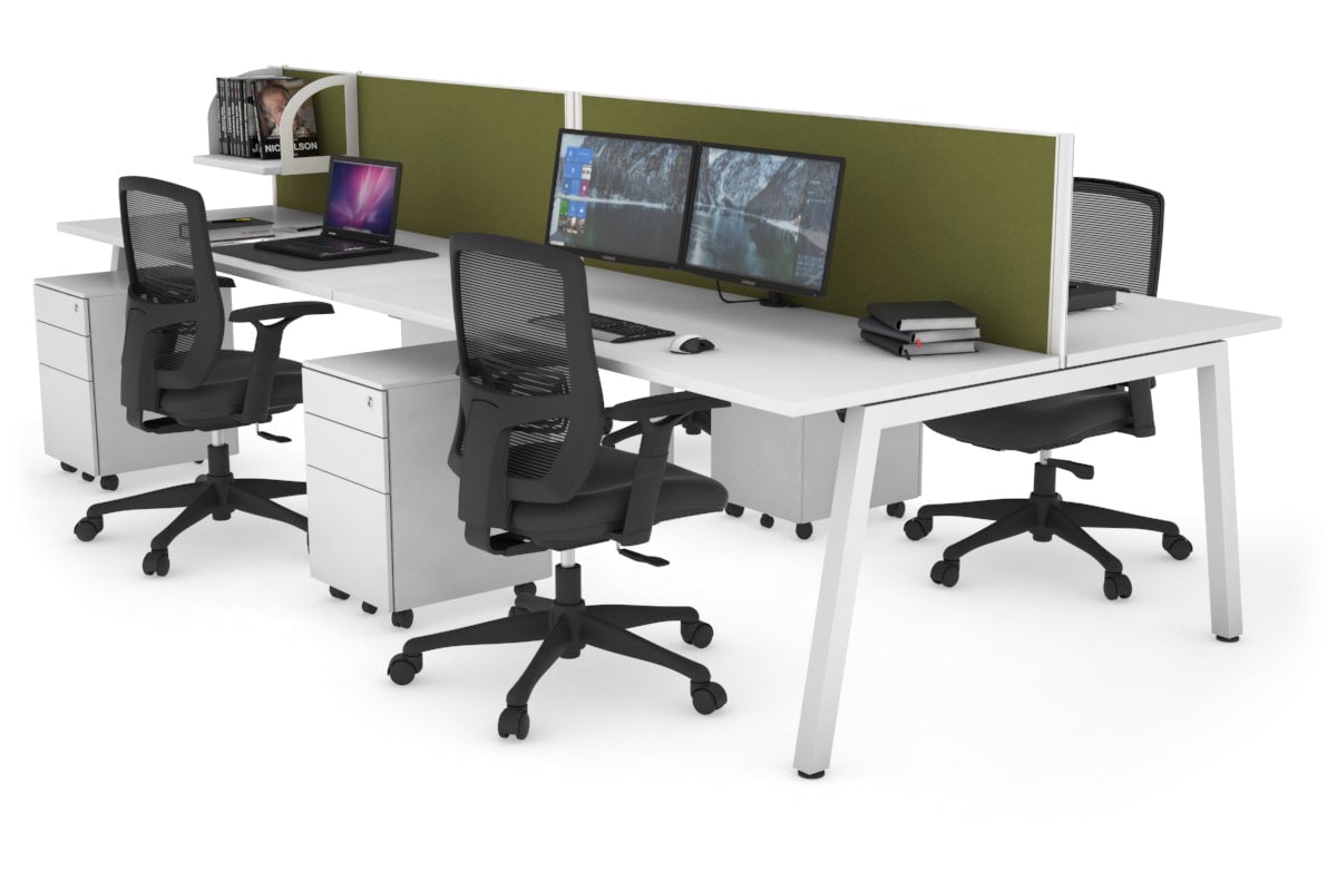 Quadro 4-Person Office Workstation Desk - 1800L x 700W Dimensions - Perfect for Team Collaboration & Open Office Spaces