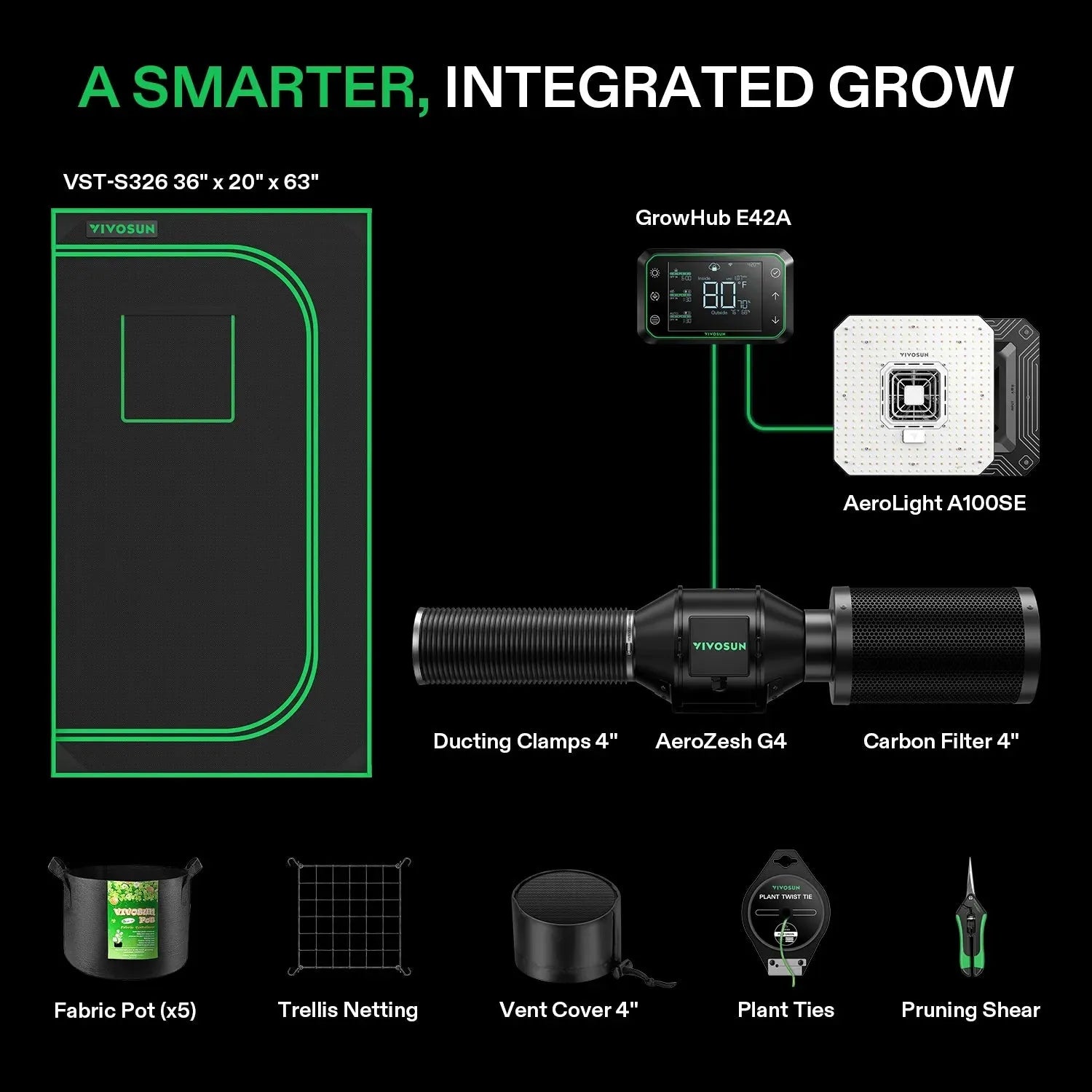 Vivosun Smart Grow Tent Kit for Indoor Plants - 2' x 3' Hydroponic Grow System with LED Lights & Ventilation - Perfect for Home Gardening, Seed Starting, and Herb Cultivation