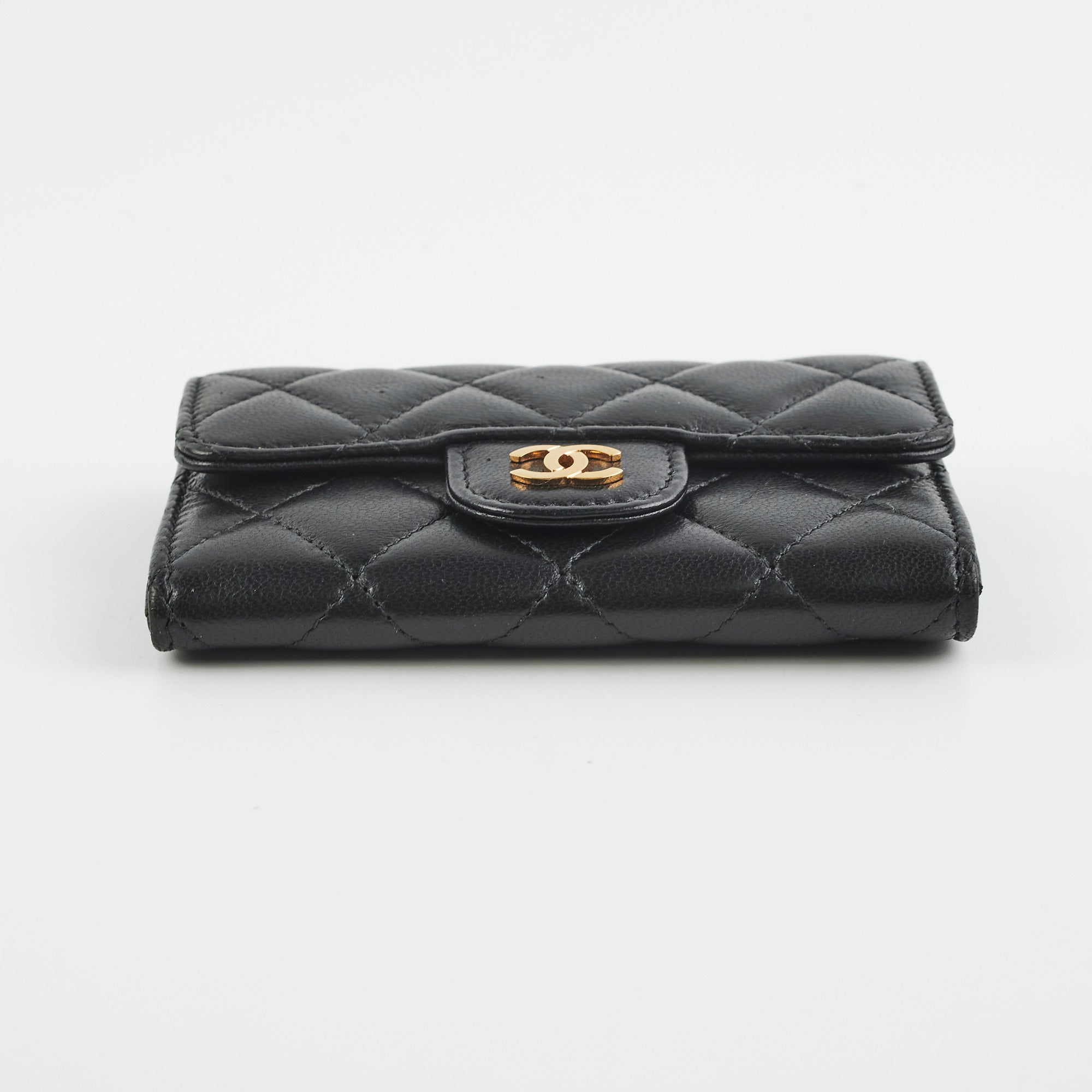 Chanel Mini Black Lambskin Card Holder Wallet - Luxury Compact Leather Credit Card Case for Women - Perfect for Everyday Use, Travel & Gift Giving