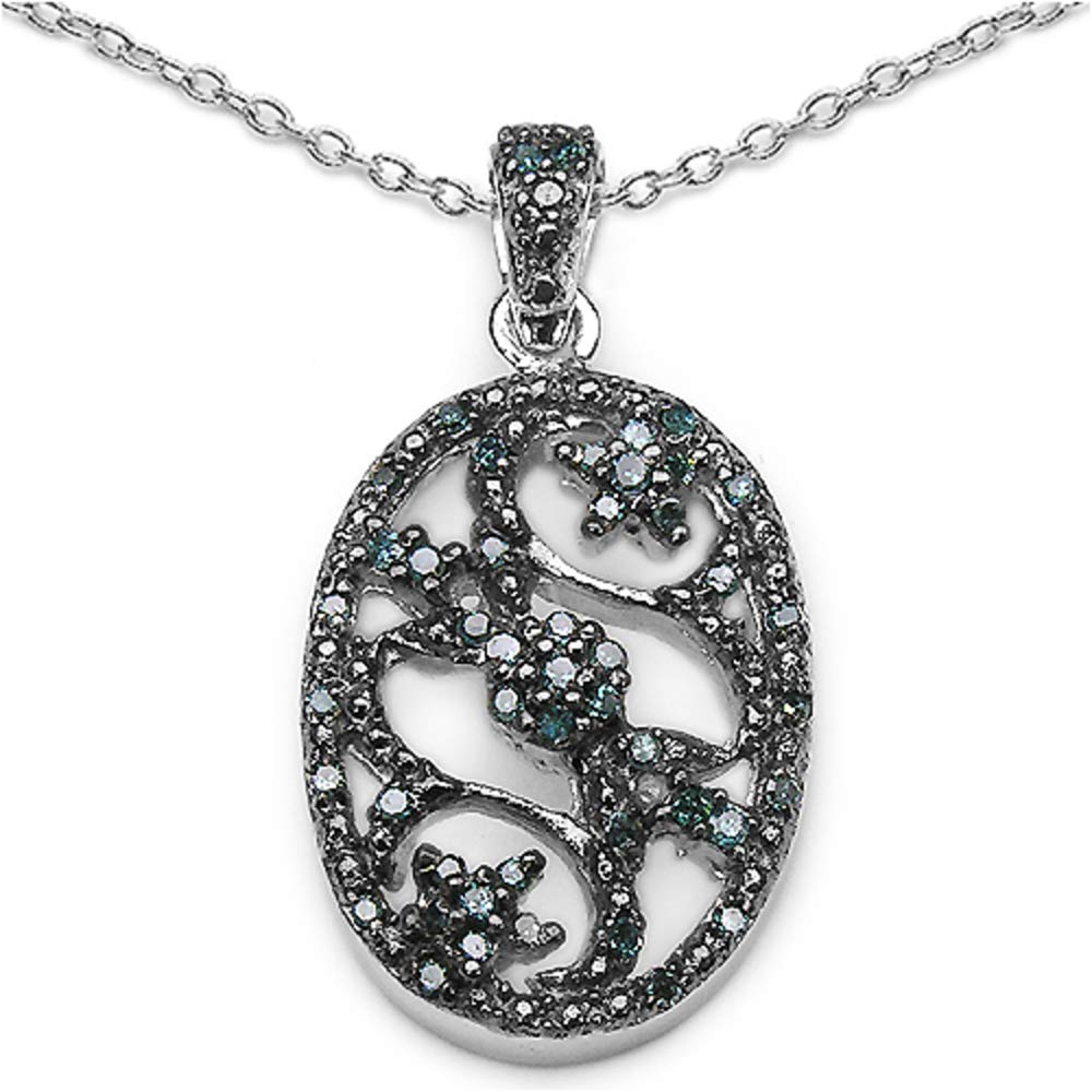 Genuine Blue Diamond Pendant Sterling Silver - Elegant Necklace for Women