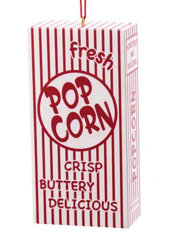 4 Pack Popcorn Box Ornaments - Christmas Tree Decorations for Holiday Party, Movie Night, and Home Decor