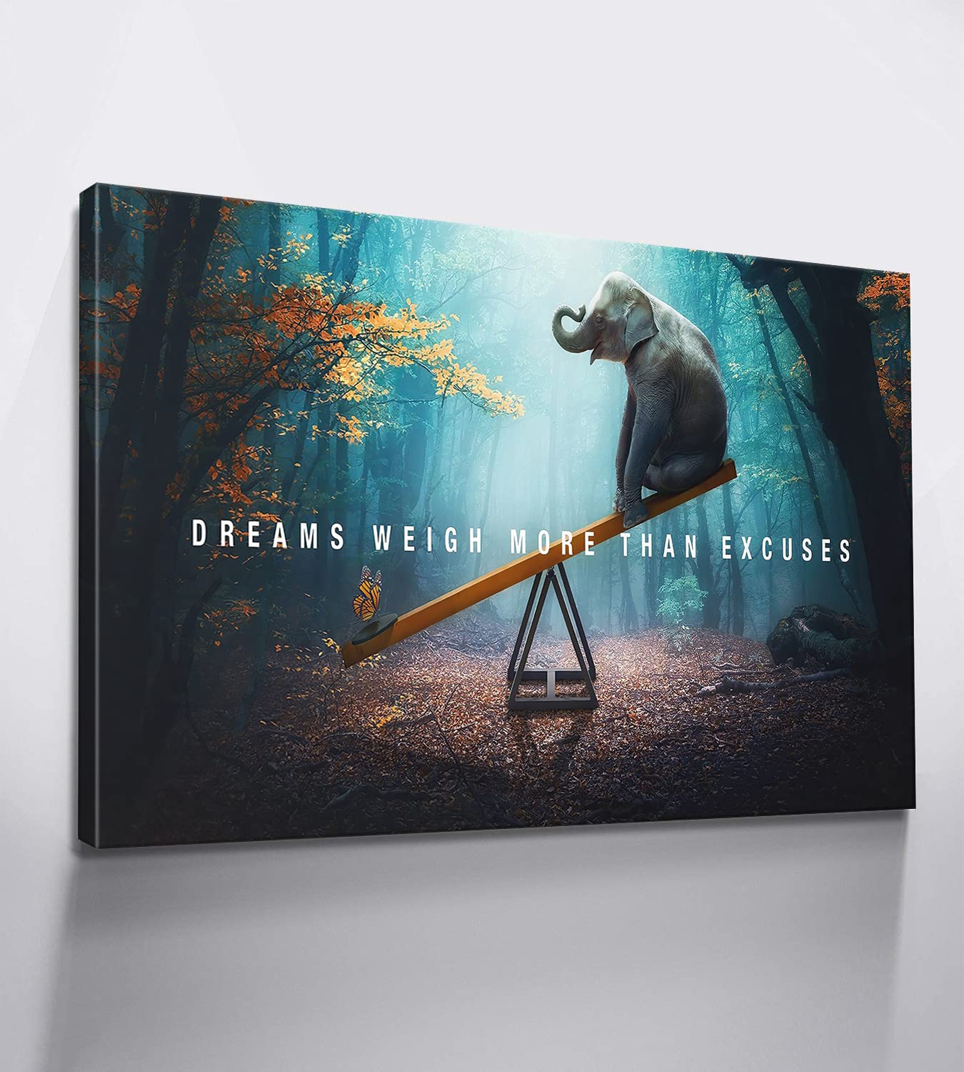 Motivational Office Wall Art - Inspirational Dreams Weigh More Than Excuses Poster (28x40 Inches) - Positive Quote Wall Decor for Home Office, Classroom & Gym