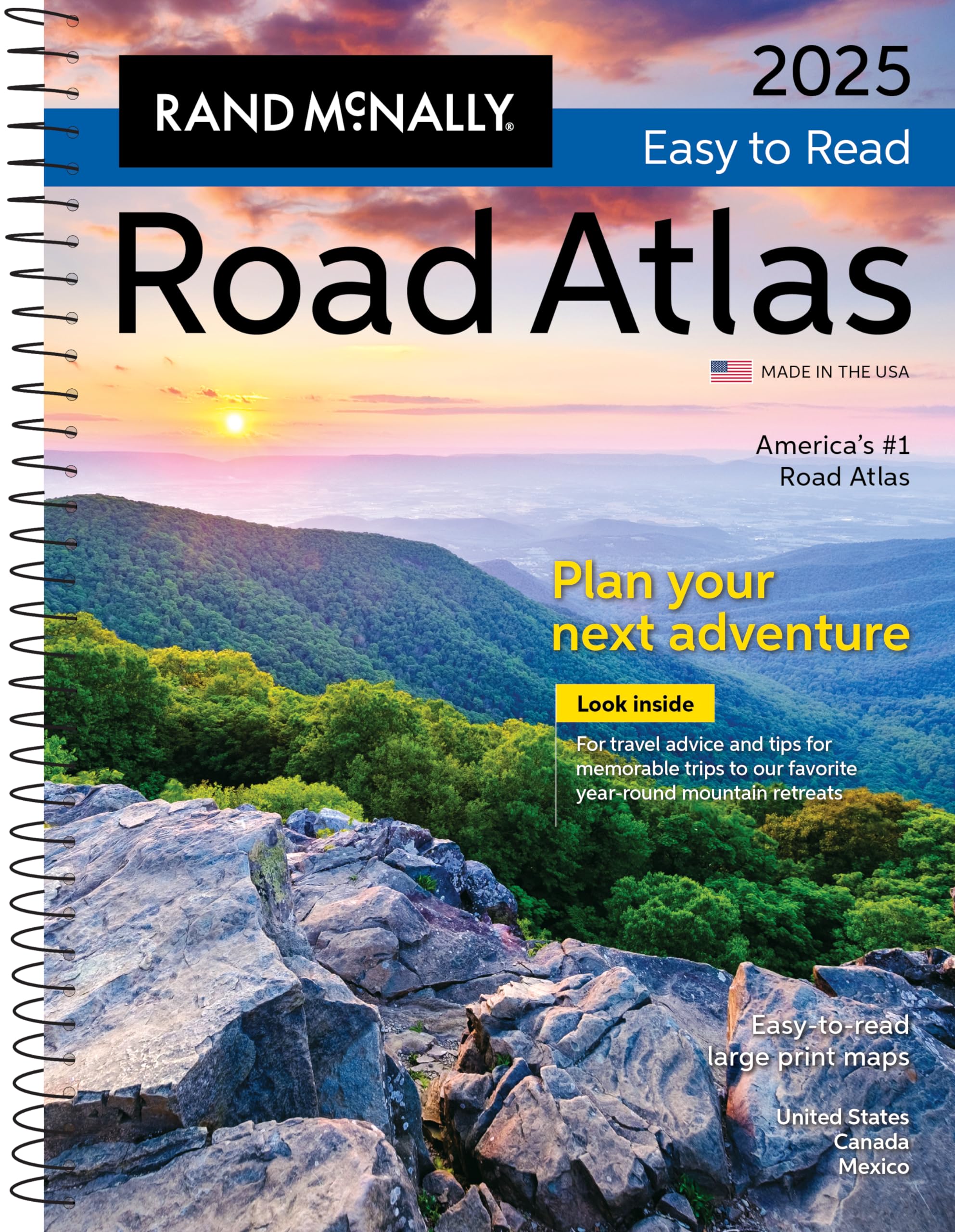 Rand McNally Midsize Easy to Read Road Atlas 2025 - Updated US & Canada Maps | Perfect for Road Trips, Travel Planning & Navigation
