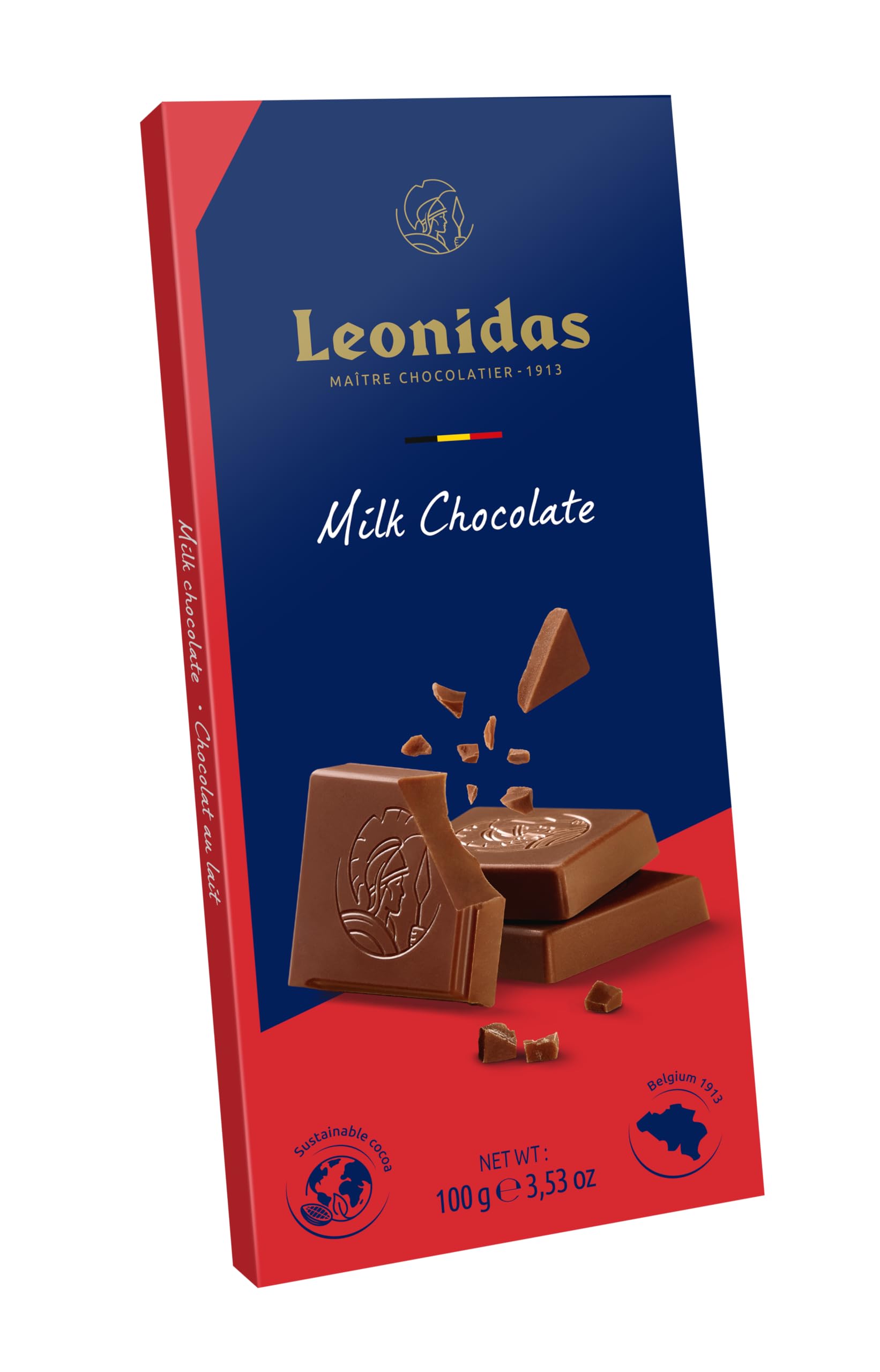 Leonidas Belgian Milk Chocolate Bars - 30% Cocoa, 100g - Premium Gourmet Chocolate for Gifts, Parties & Dessert Lovers