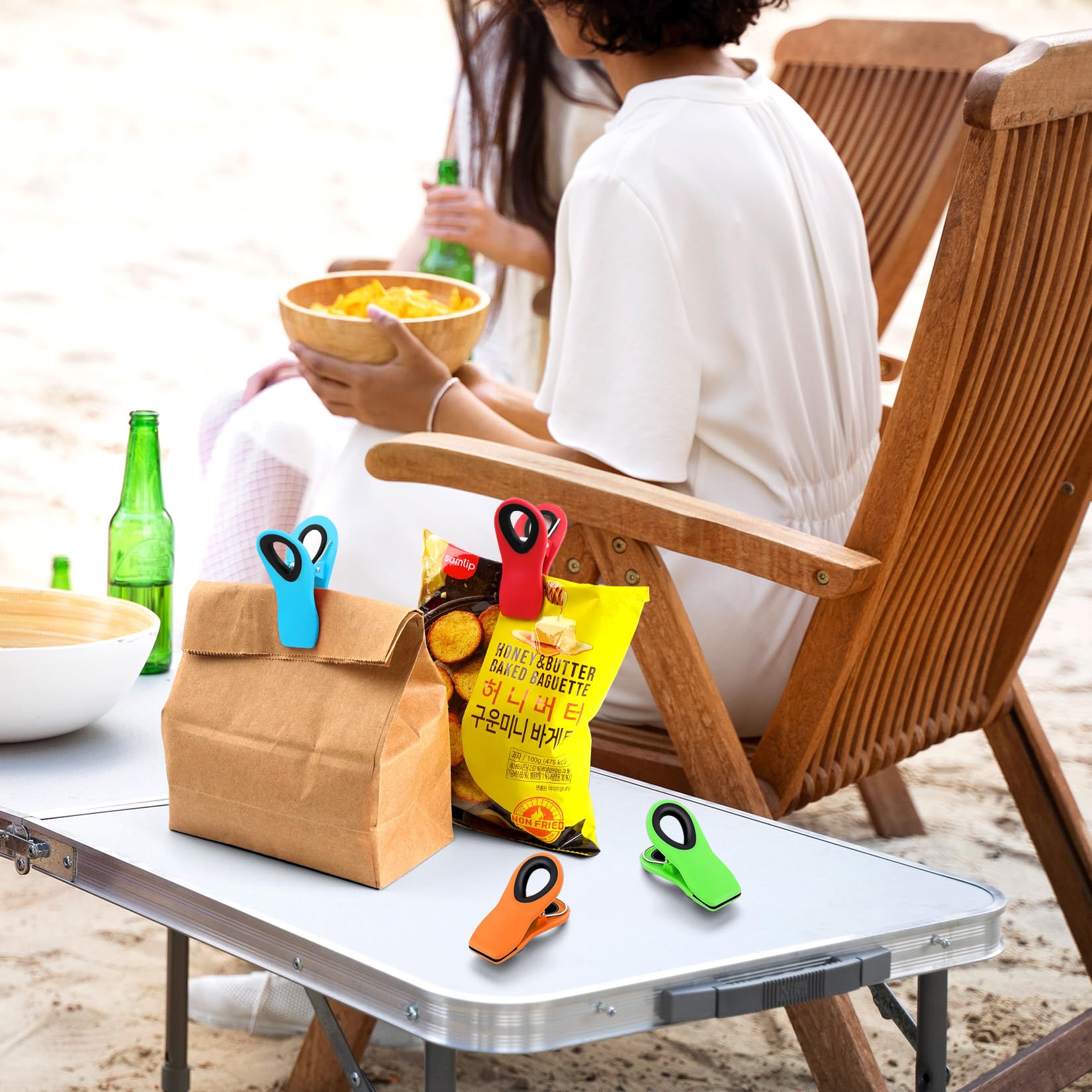 10 Pack Magnetic Chip Clips - Strong Plastic Bag Clips for Snack Bags, Food Storage & Kitchen Organization | Perfect for Sealing Chips, Cereal, Pasta & More | Space-Saving Fridge & Pantry Solution
