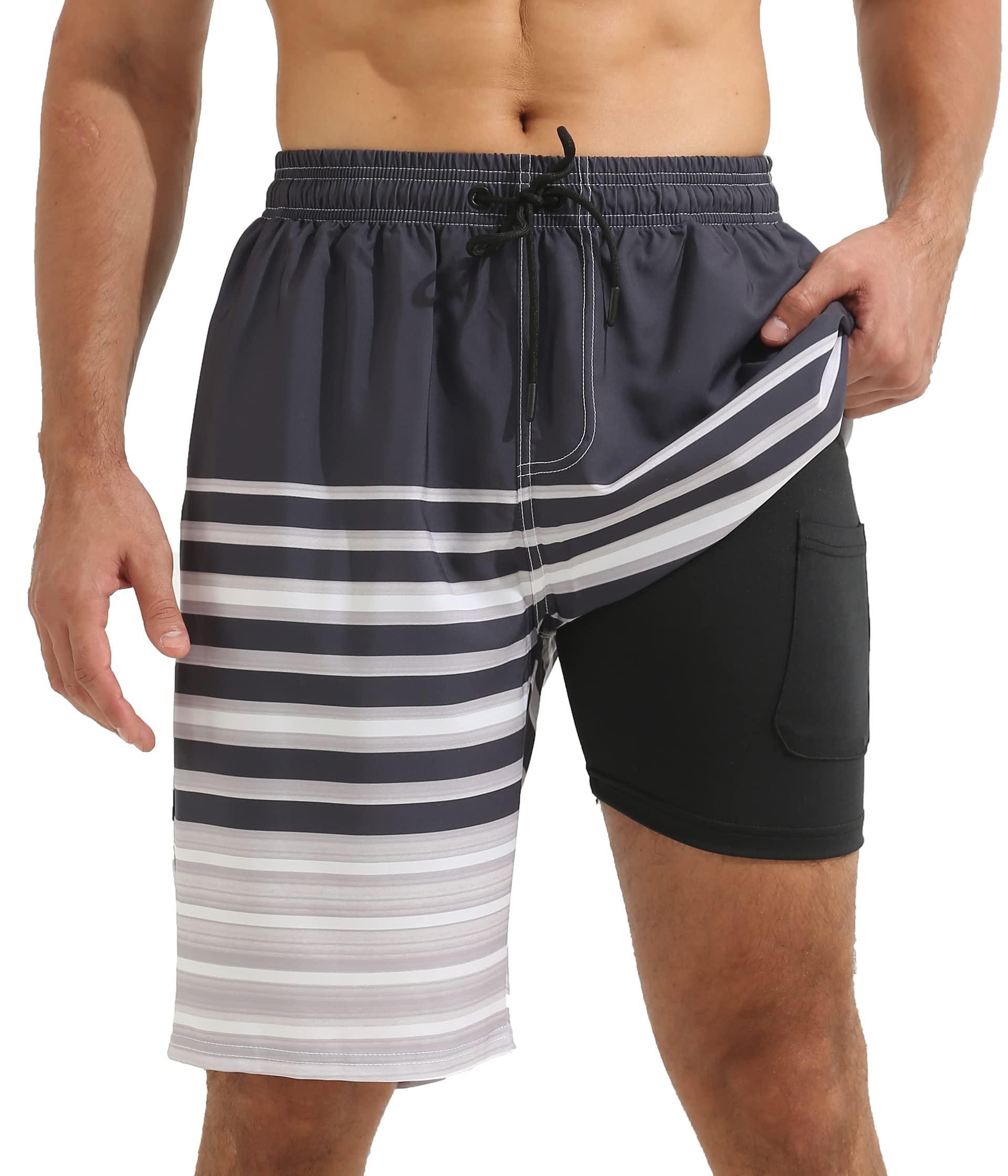 **XSKJY Men's Quick Dry Swim Trunks with Compression Liner - Comfortable Beach Shorts for Swimming, Surfing & Summer Sports**