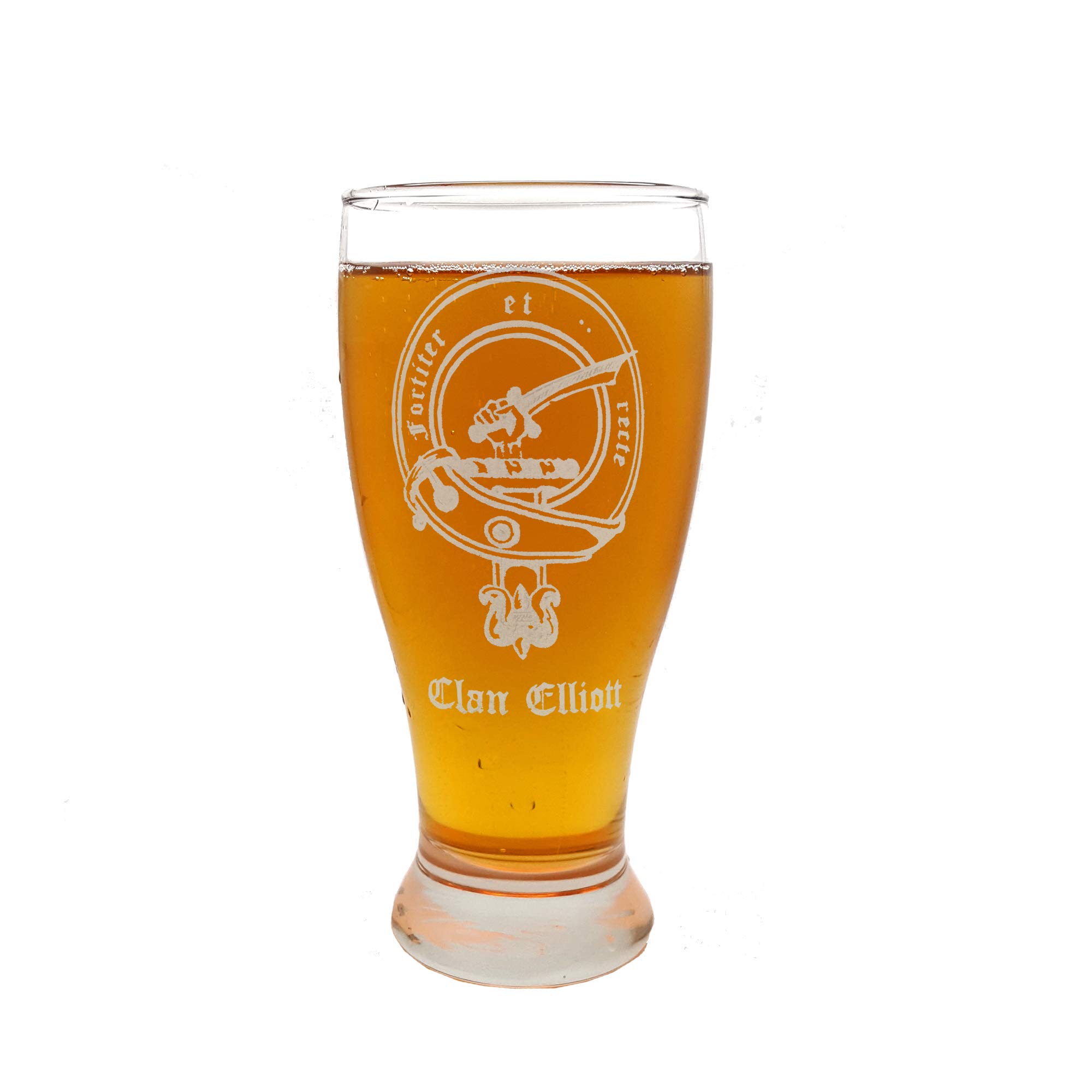 Clan Elliott Scottish Crest Pint Glass Set of 4 - Personalized Engraved Whiskey Beer Mugs - Perfect for Scottish Heritage Gifts, Pub Nights & Whiskey Tasting Parties