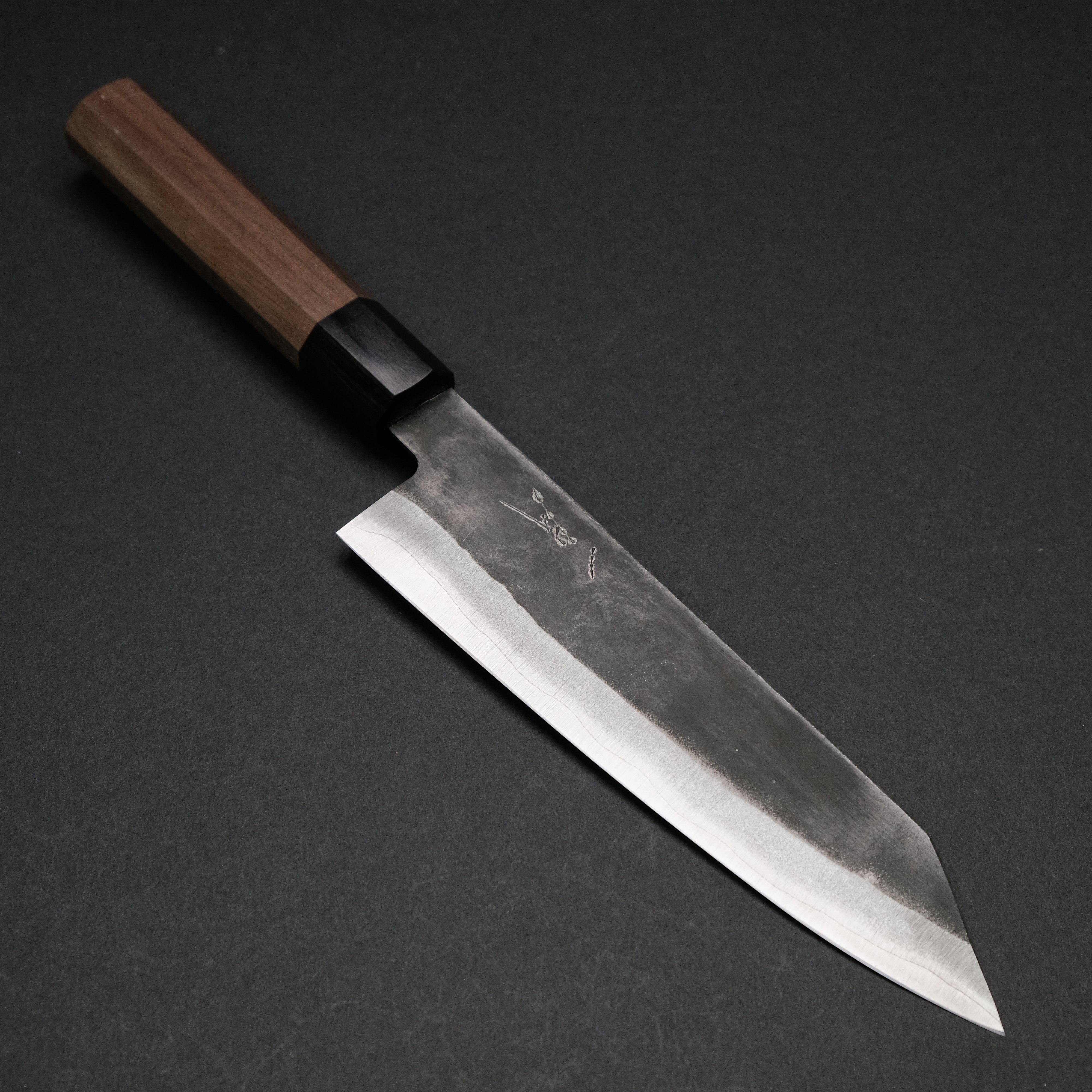 Hitohira Harima Blue Super Stainless Clad Bunka Knife 180mm - Japanese Walnut Handle - Professional Chef Knife for Slicing, Dicing & Chopping Vegetables, Meat & Fish