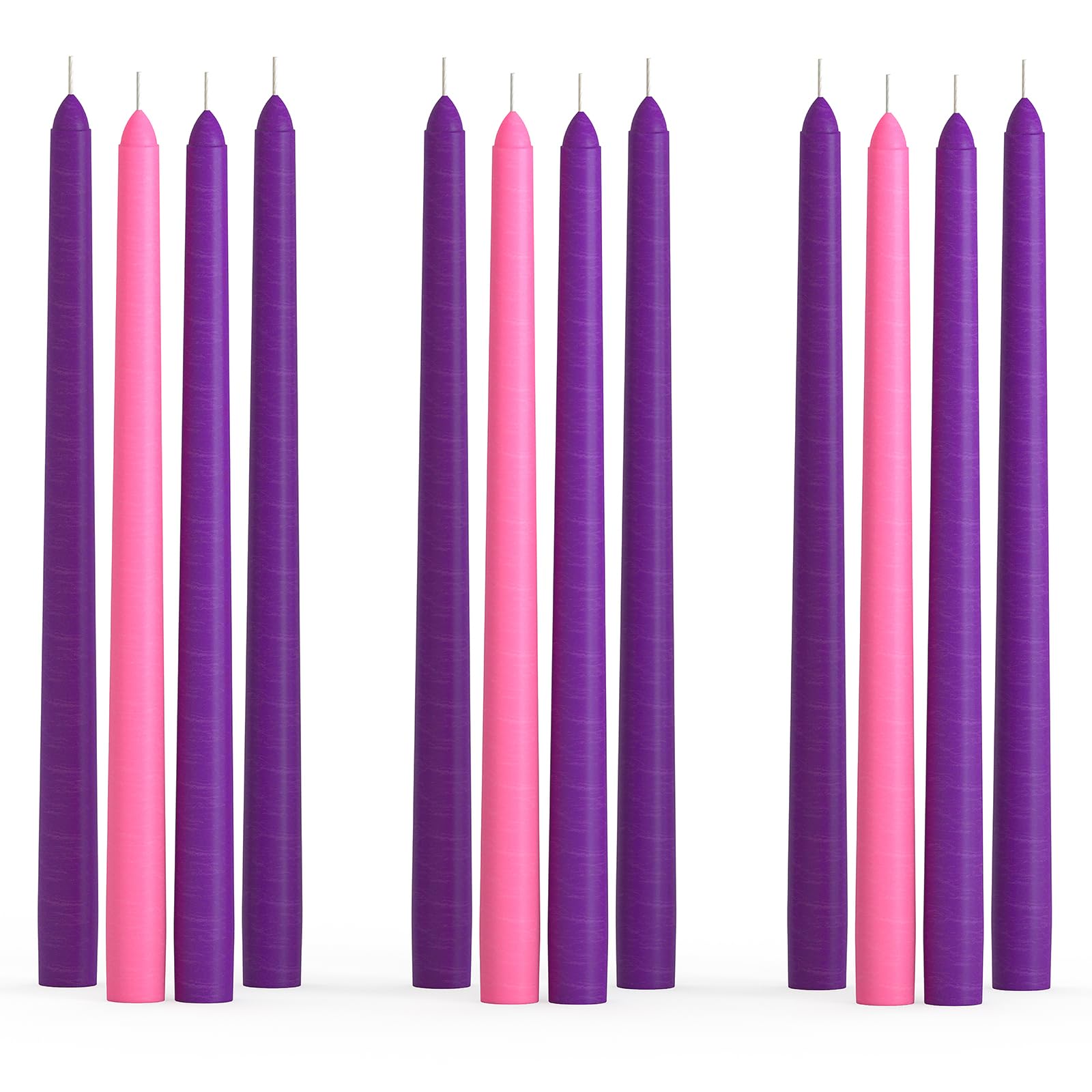 10 Inch Purple Advent Candles - Dripless Taper Candles 3-Pack, Unscented Long Burning Candlesticks for Wreaths, Church, Christmas Decor & Holiday Centerpieces
