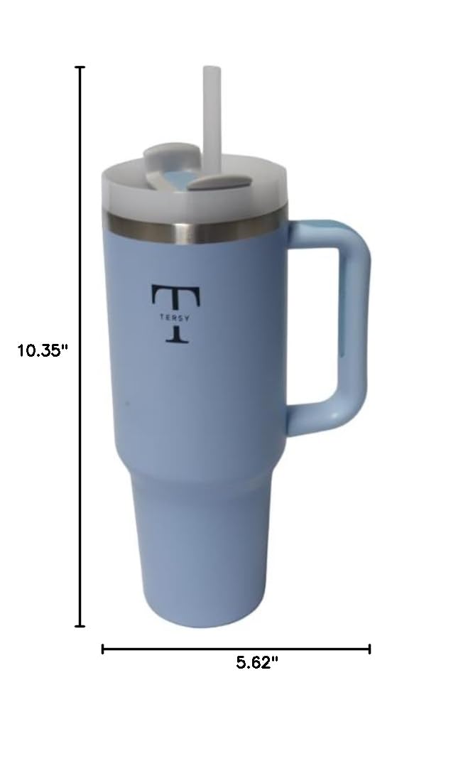 40oz Stainless Steel Vacuum Insulated Tumbler with Lid & Straw - Leakproof Travel Mug for Water, Iced Tea, Coffee - Keeps Drinks Hot/Cold for Hours - Perfect for Office, Gym, Hiking & Outdoor Activities (Baby Blue)