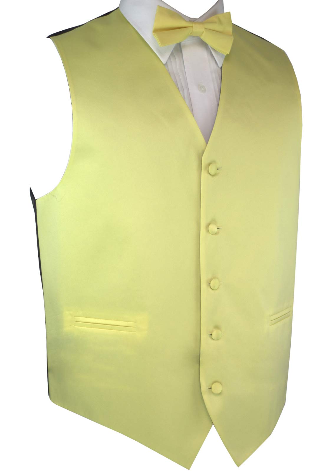 Italian Design Men's Tuxedo Vest with Bow Tie & Pocket Square Set - Formal Wedding Suit Accessories for Groom, Best Man & Prom