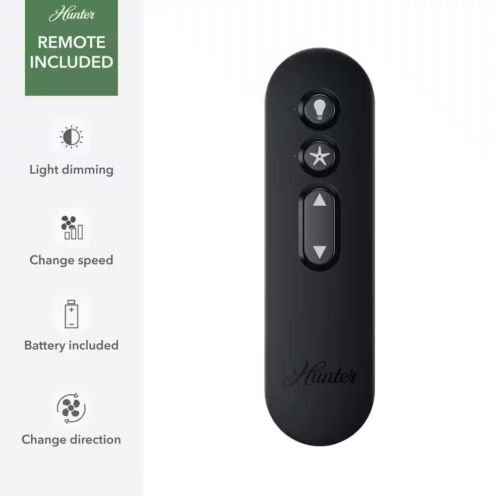 Hunter Fan 52 Inch Low Profile Matte Black Ceiling Fan with LED Light Kit & Remote Control - Energy Efficient Indoor Cooling for Bedroom, Living Room & Office (Renewed)