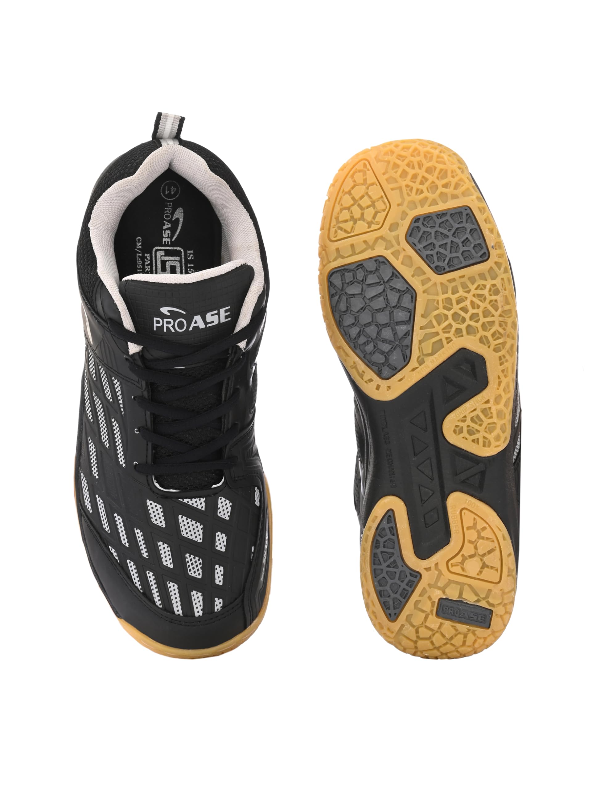 Pro ASE Non-Marking Badminton Shoes - Lightweight & Durable Indoor Court Shoes for Squash, Table Tennis, Pickleball | X-Cushion Technology, Active Grip Sole, Toe Assist | Men's & Women's Unisex Sports Shoes in Blue & Black | Perfect for Gym, Training & Competitive Play