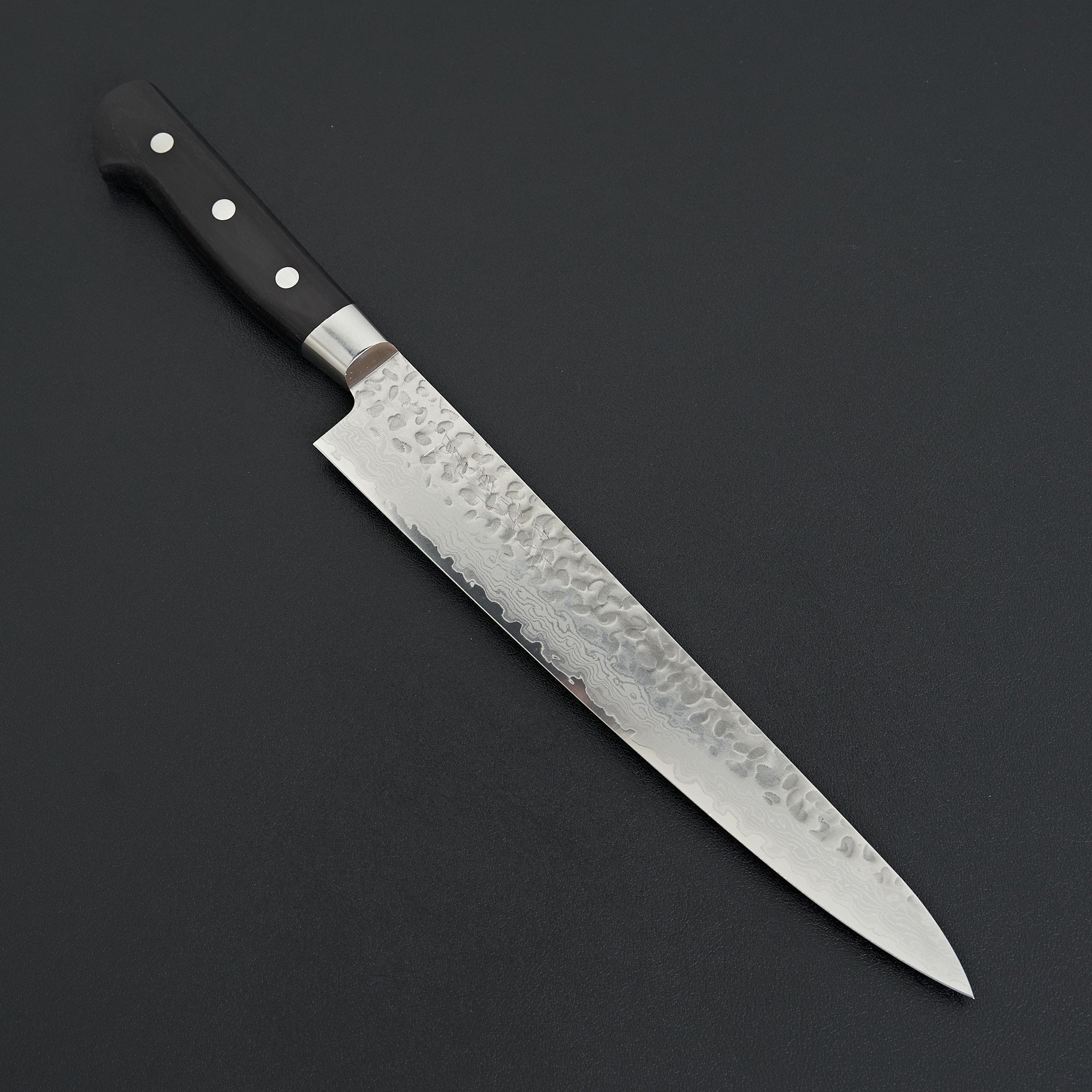 Hitohira Imojiya ST Tsuchime Damascus Sujihiki 240mm Japanese Chef Knife - Hand-Forged Pakka Wood Handle - Premium Slicing Knife for Sushi, Meat & Vegetables