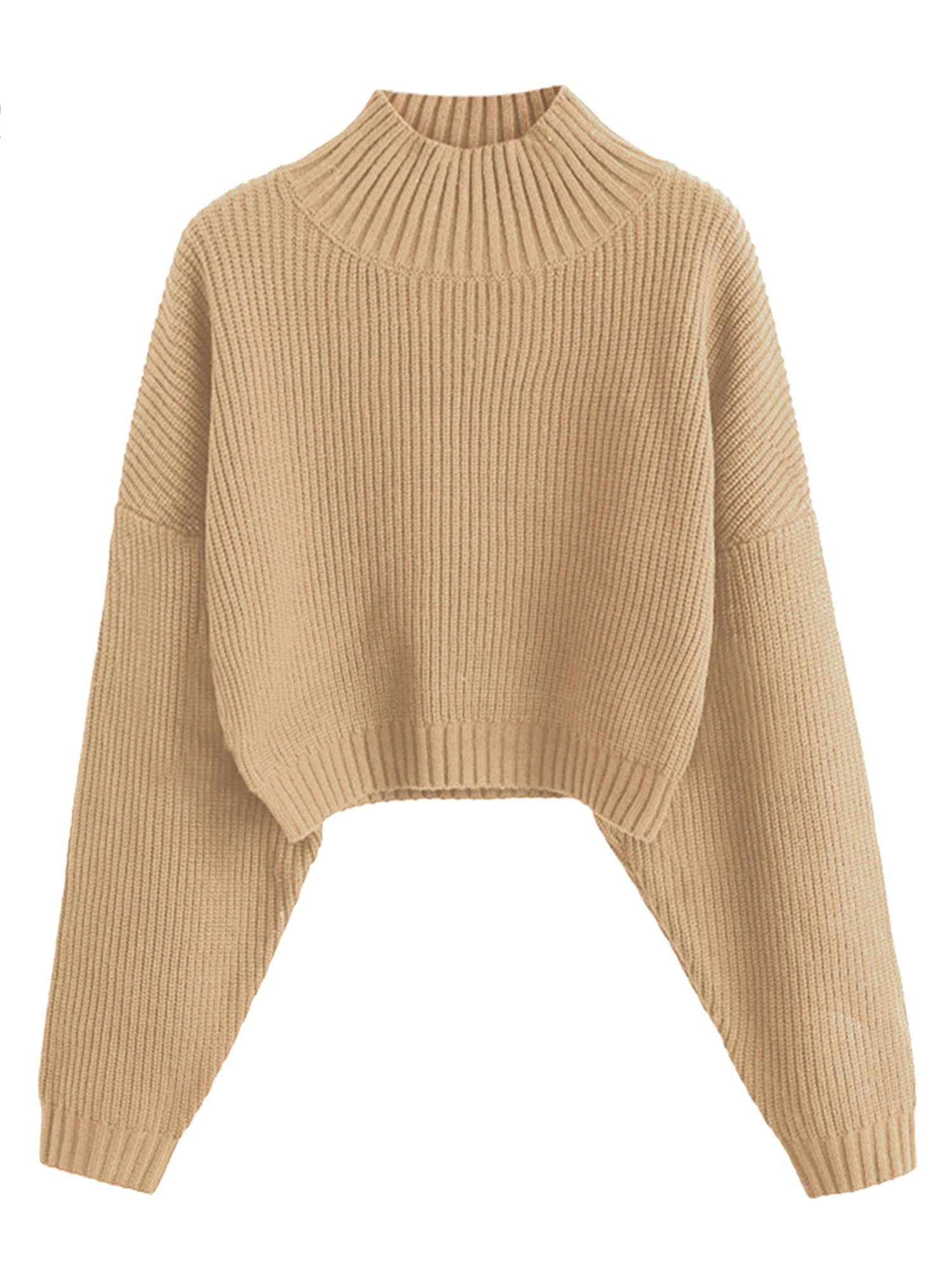 ZAFUL Women's Cropped Turtleneck Sweater - Lantern Sleeve Ribbed Knit Pullover Jumper for Fall & Winter | Casual Outfits, Office Wear, Date Night Fashion