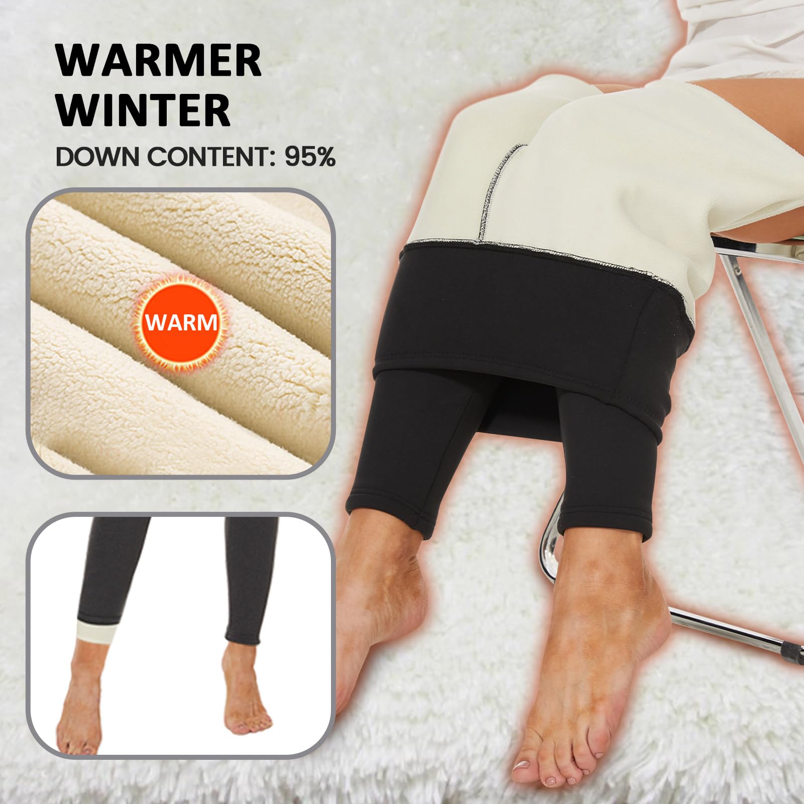 AMIYOYO Fleece Lined Leggings - Warm Winter Tights for Women, Yoga & Gym